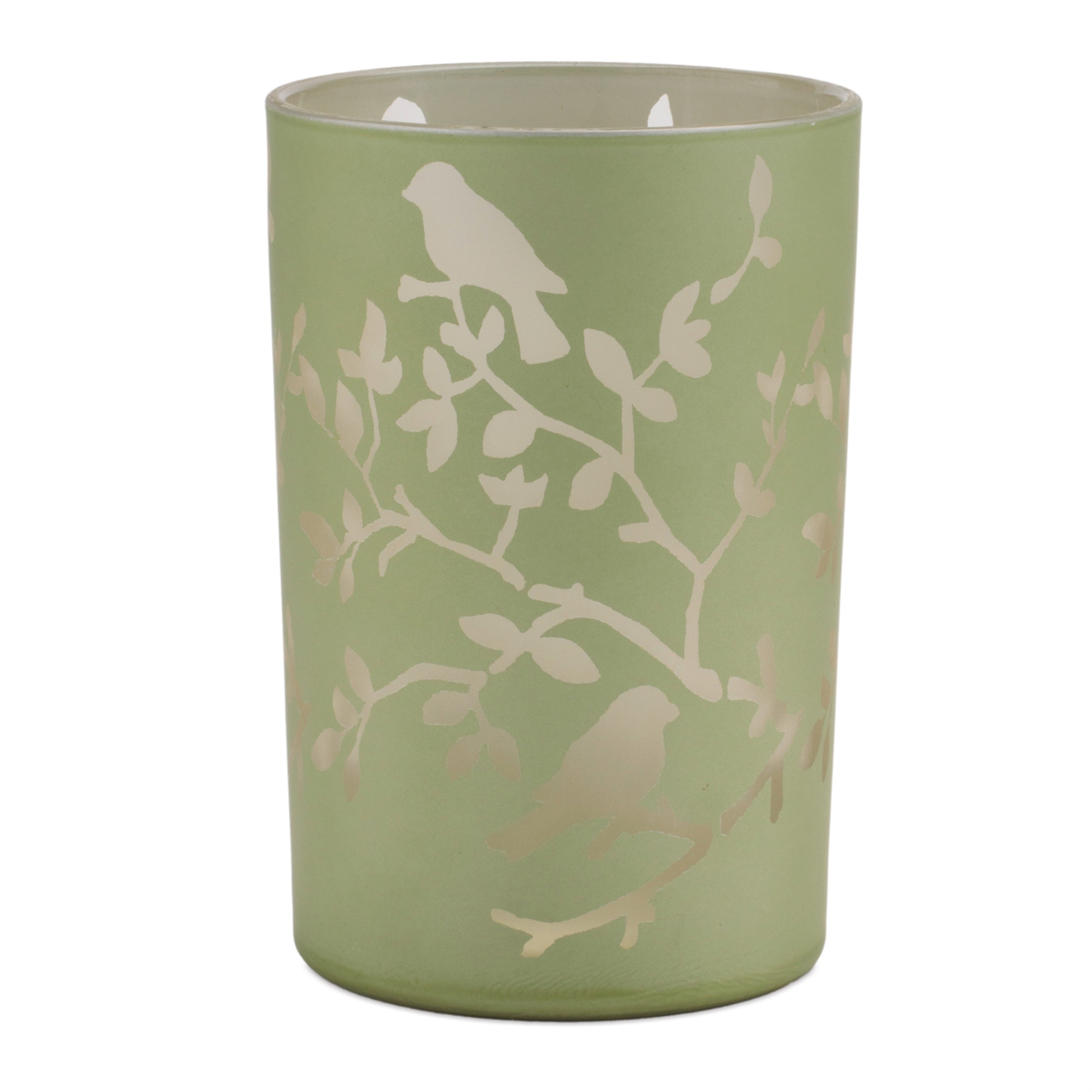 Frosted Floral Bird Candle Holder, Set of 2