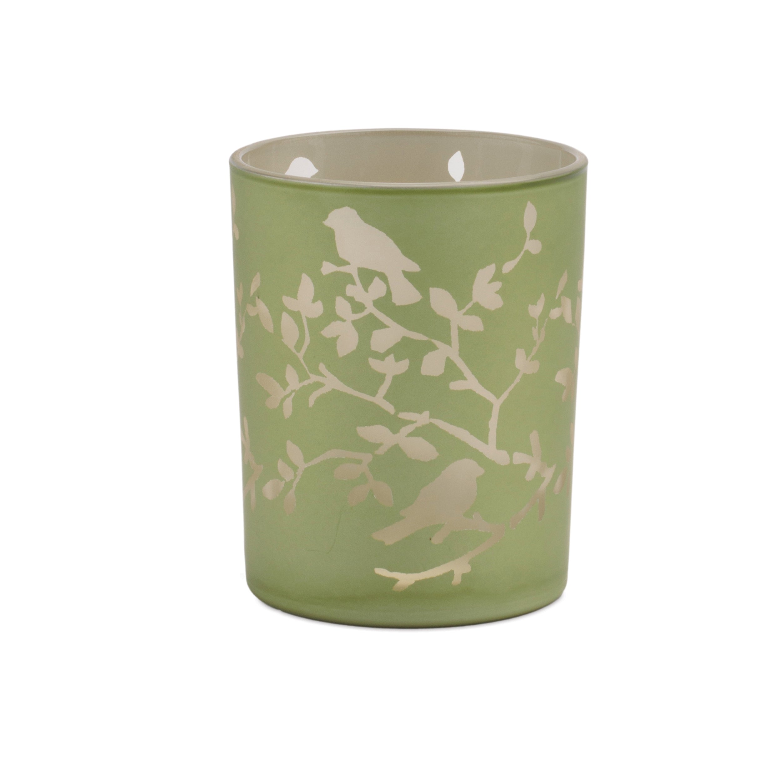 Frosted Floral Bird Candle Holder, Set of 2