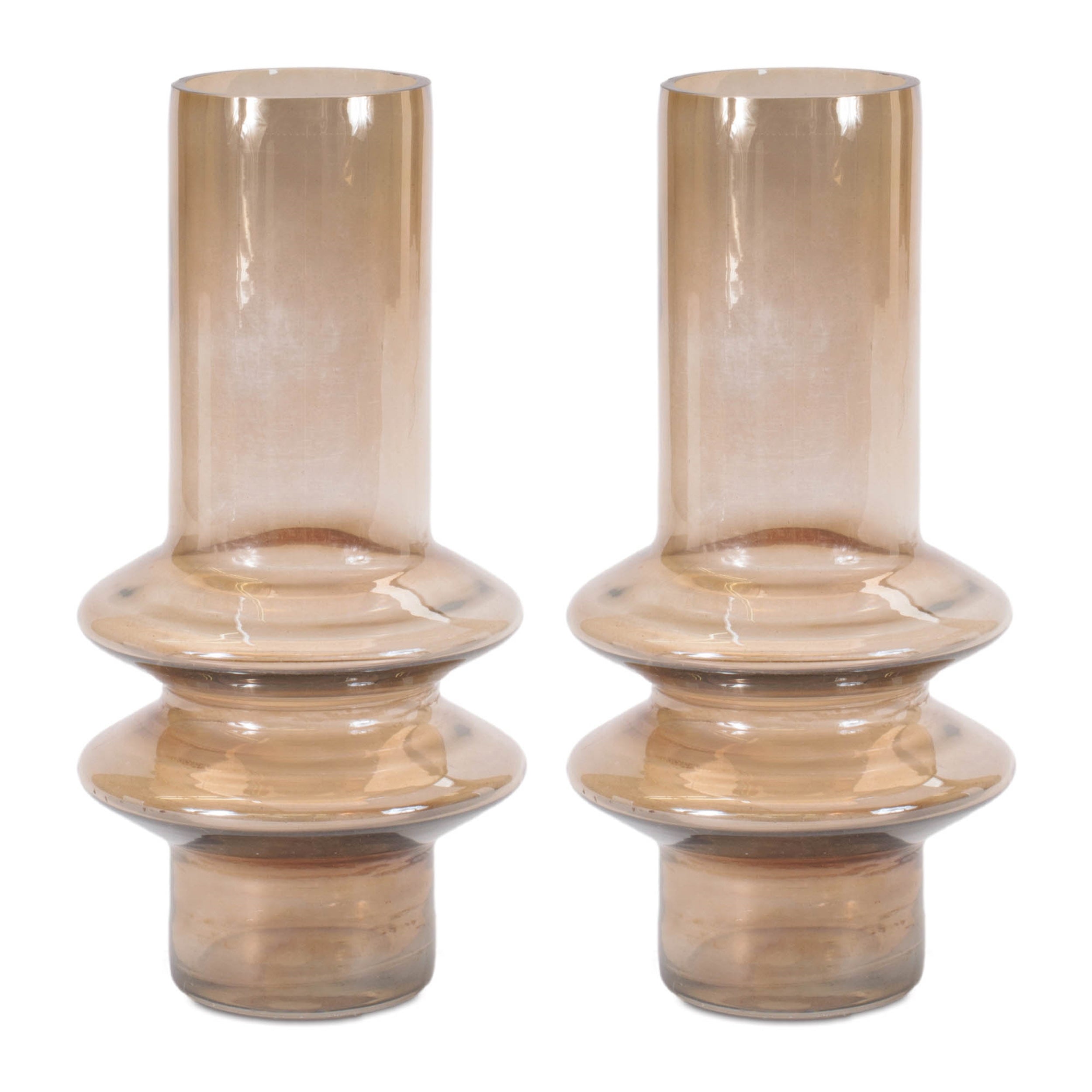 Modern Glass Cylinder Vase, Set of 2
