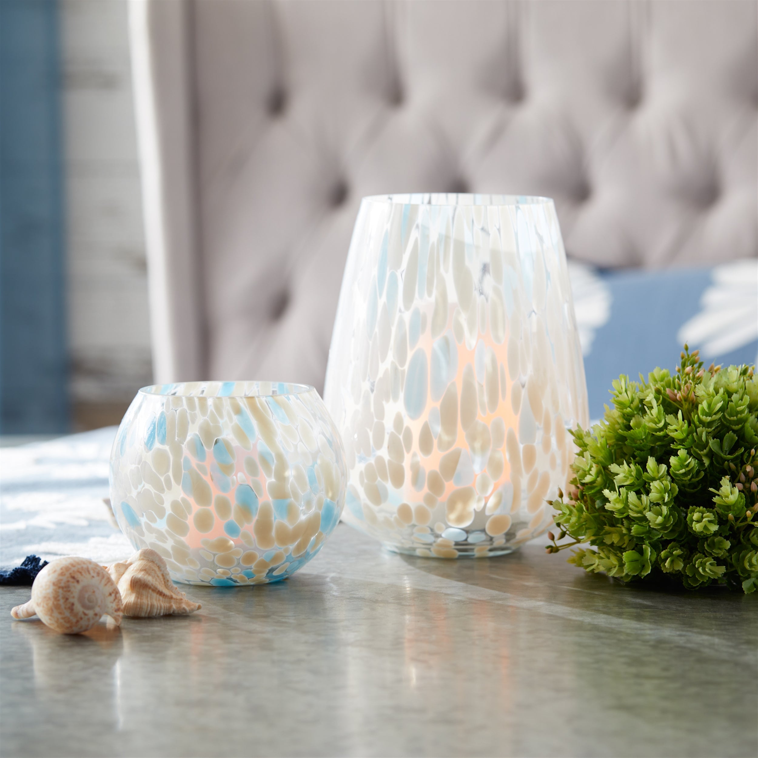 Painted Glass Candle Holder Vase, Set of 4