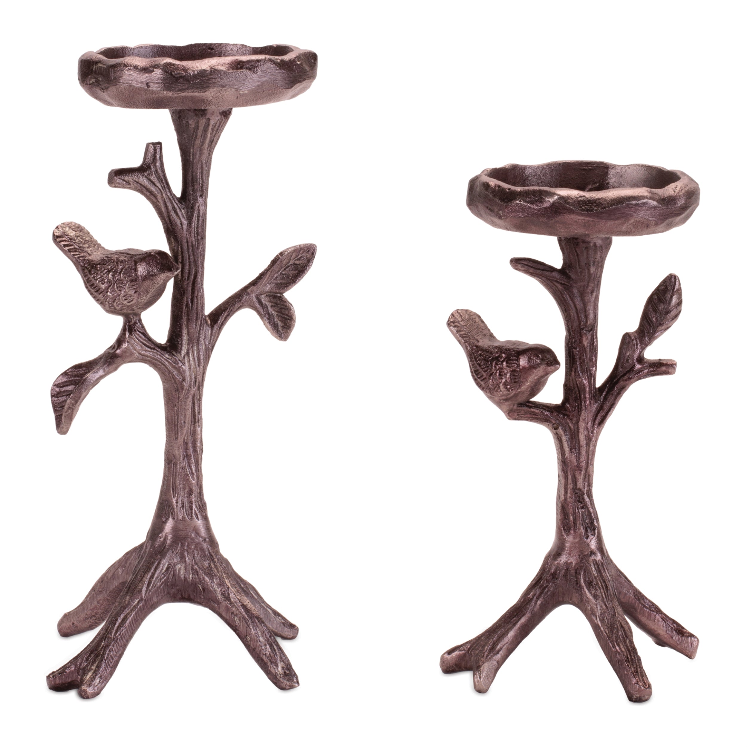 Metal Bird Branch Candle Holder, Set of 2