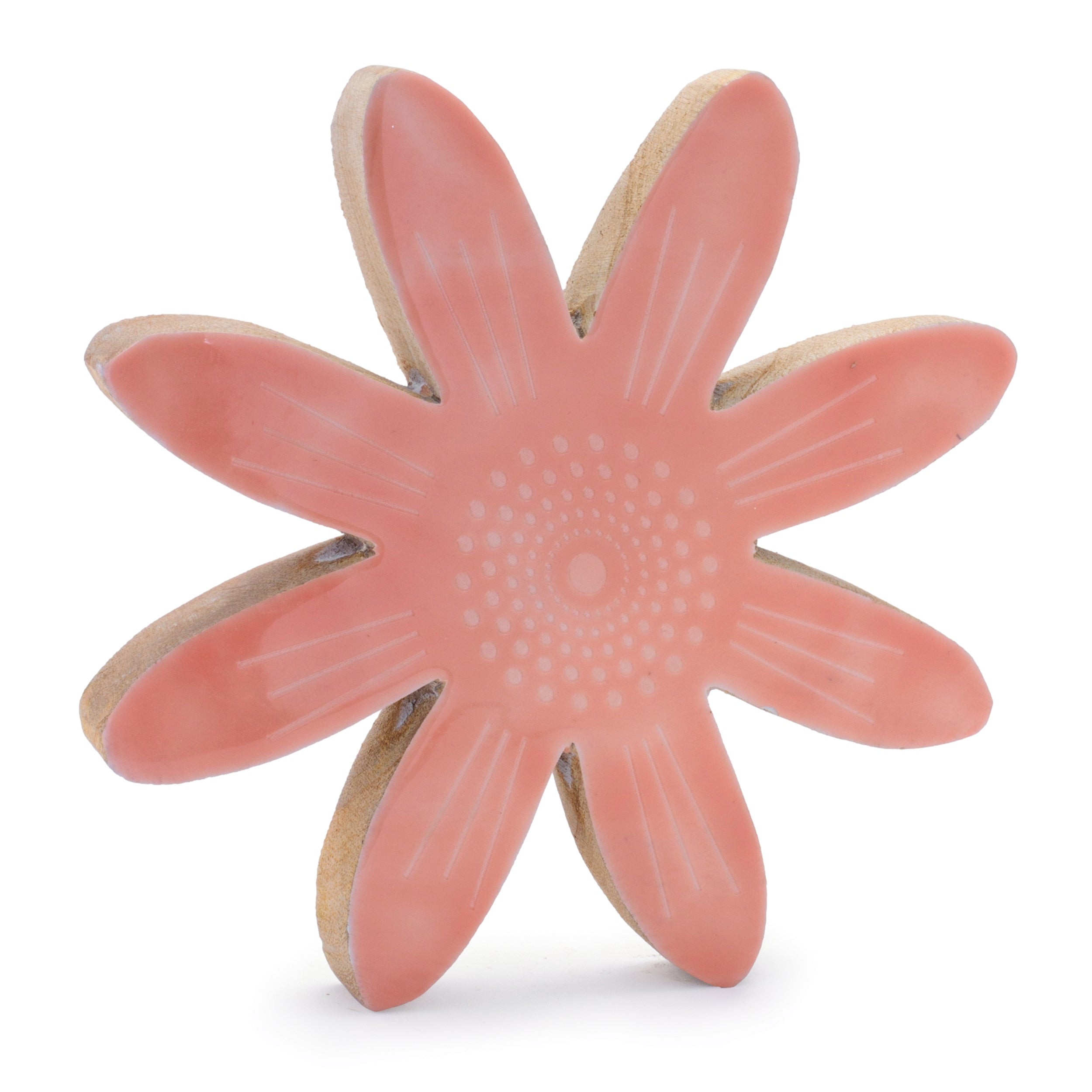 Mango Wood Flower Decor, Set of 2