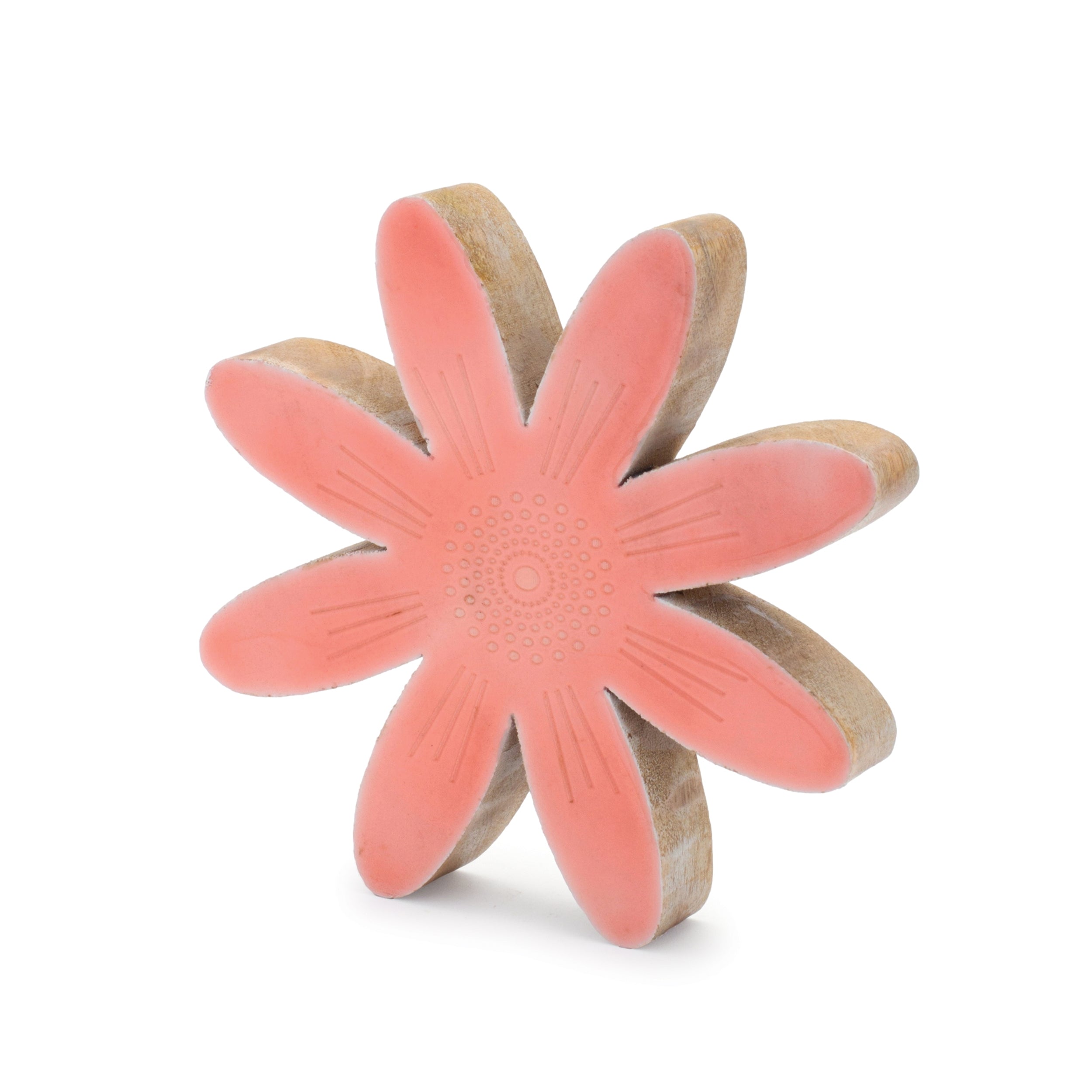 Mango Wood Flower Decor, Set of 2