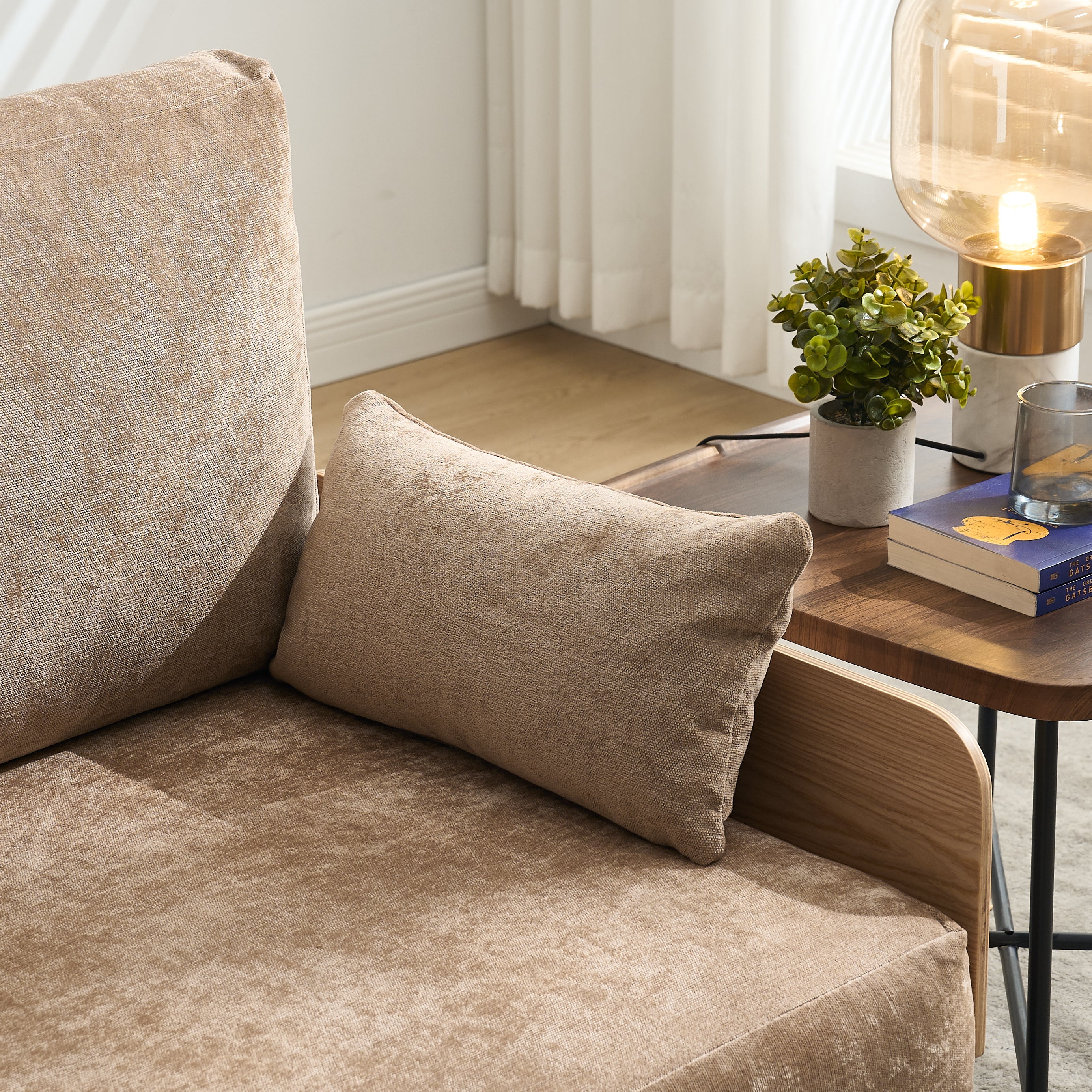 Mid-Century Modern Chenille Foldable Sofa Bed Recliner