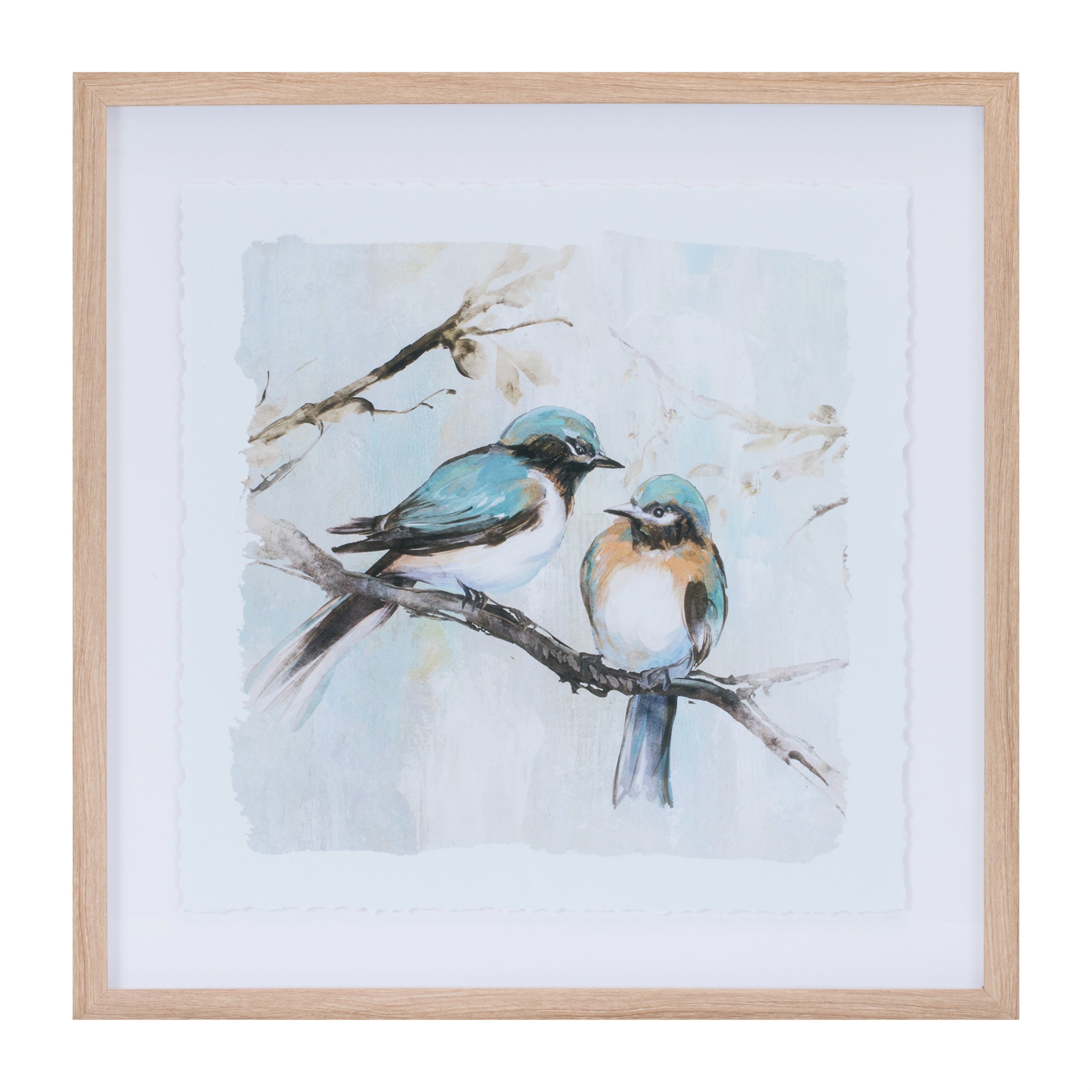 Framed Bird Couple Wall Print, Set of 2
