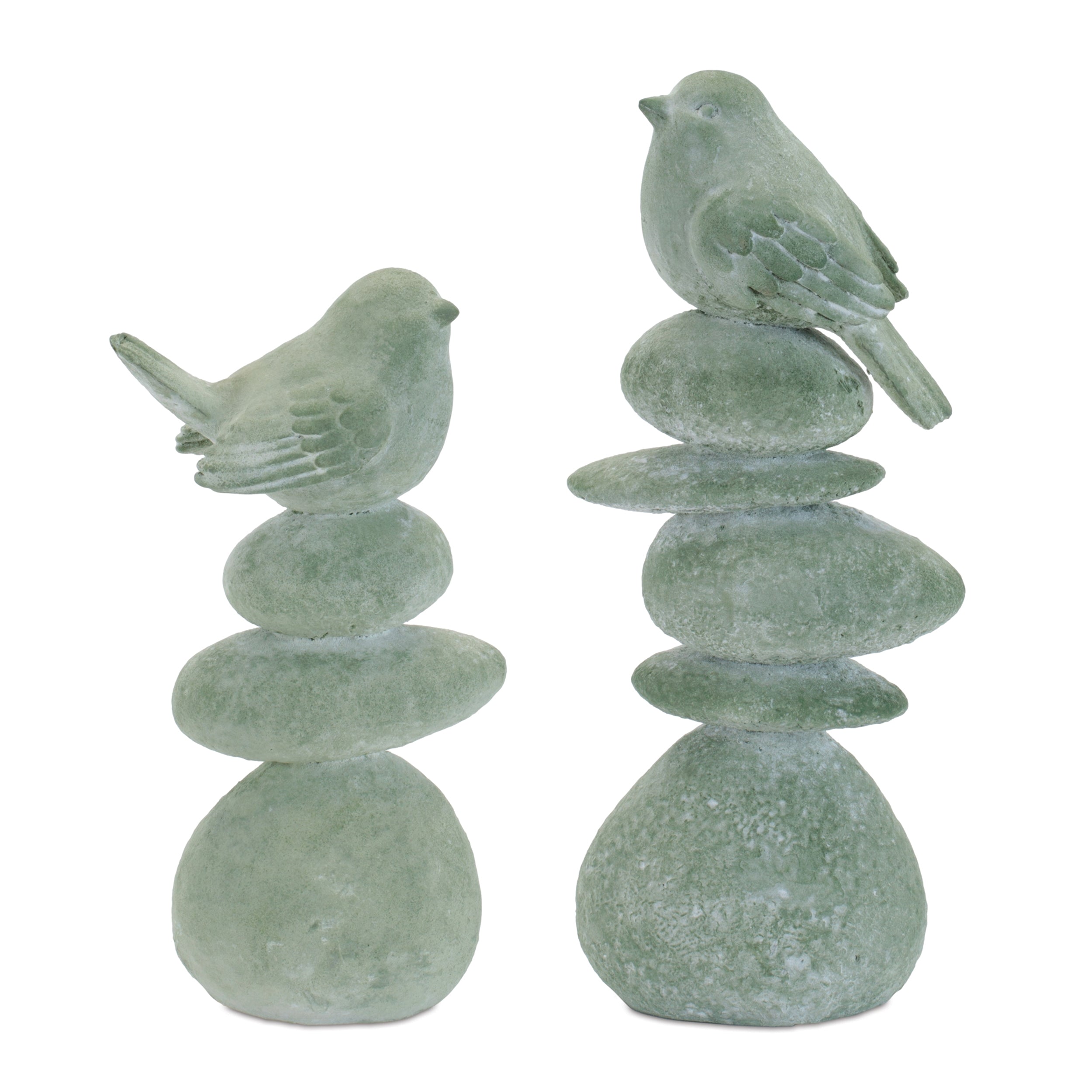Bird on Rock Stack Figurine, Set of 4