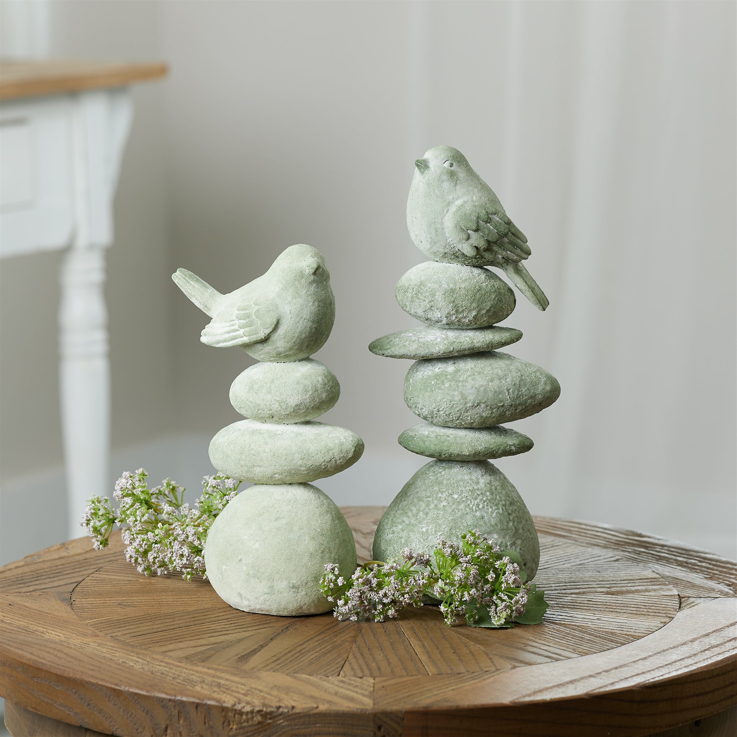 Bird on Rock Stack Figurine, Set of 4