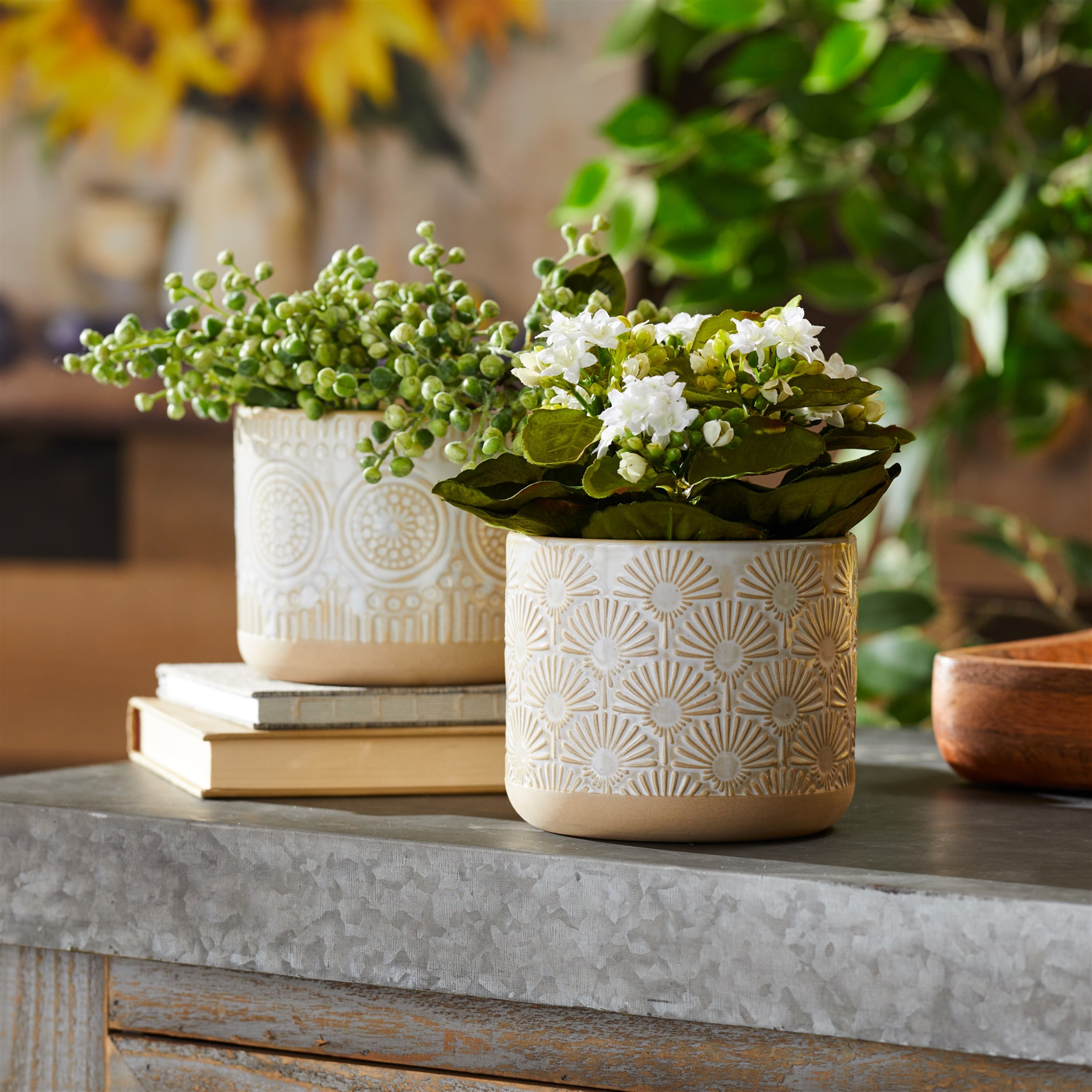 pier one plant pots Porcelain Geometric Patterned Planter, Set of 2 – Pier 1