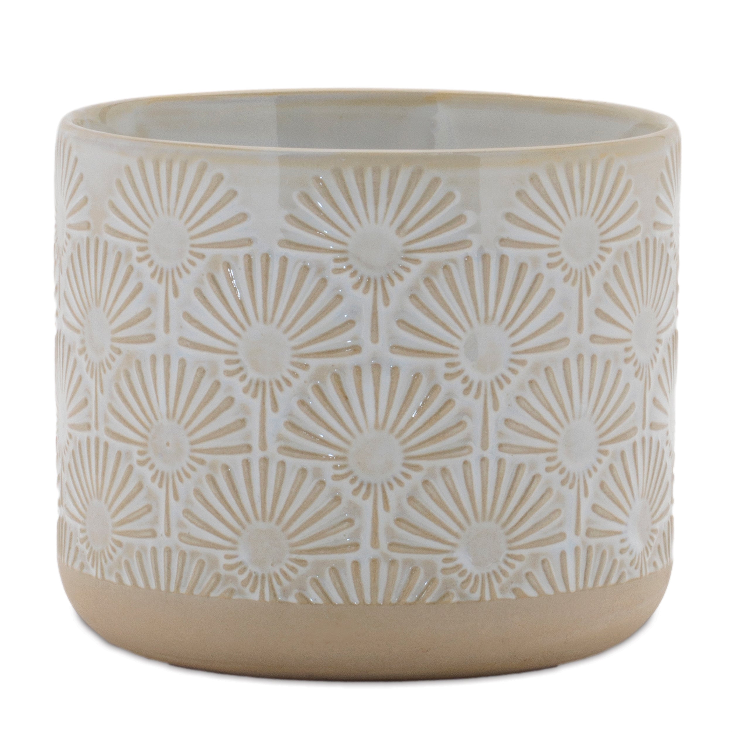 Porcelain Geometric Patterned Planter, Set of 2