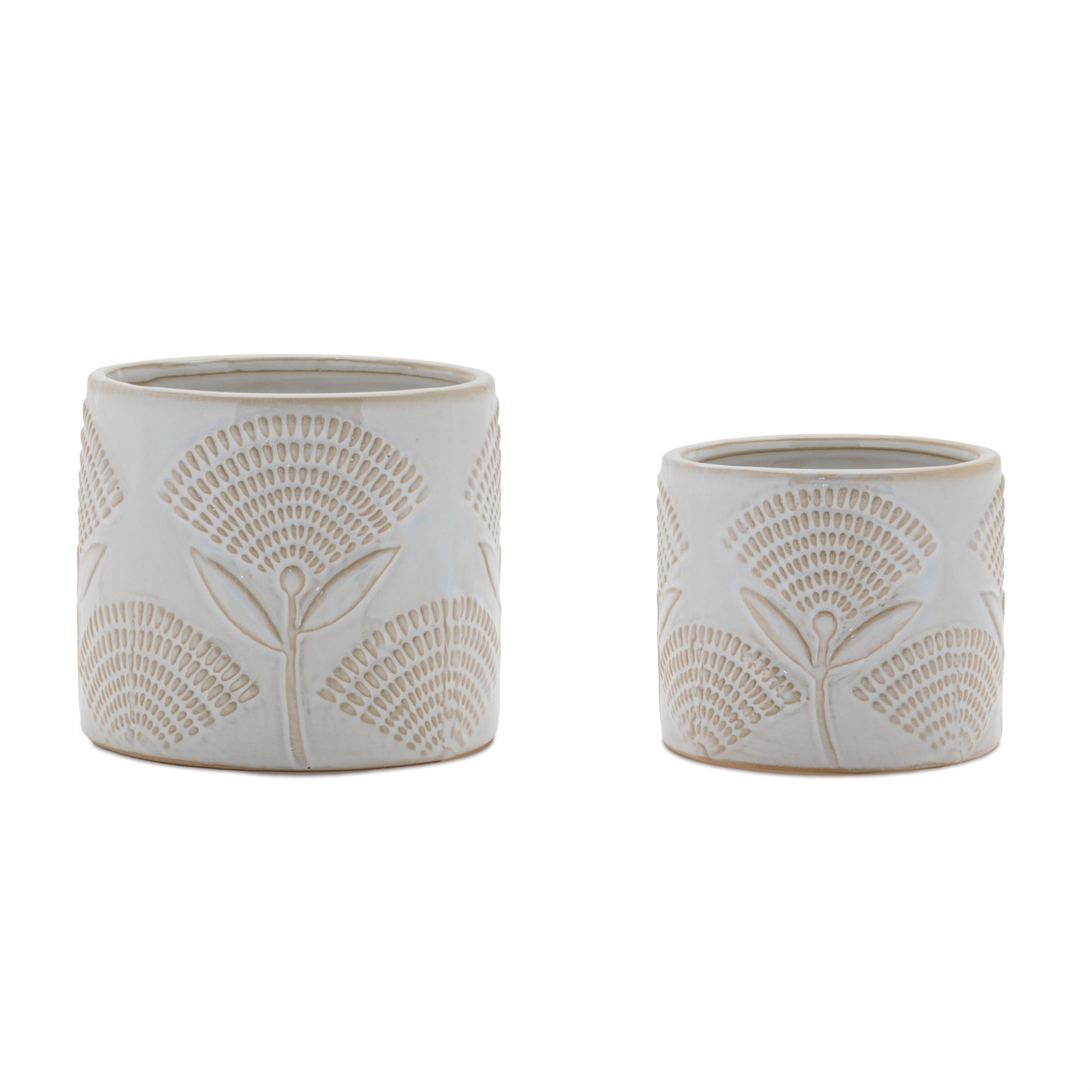Porcelain Floral Patterned Planter, Set of 2