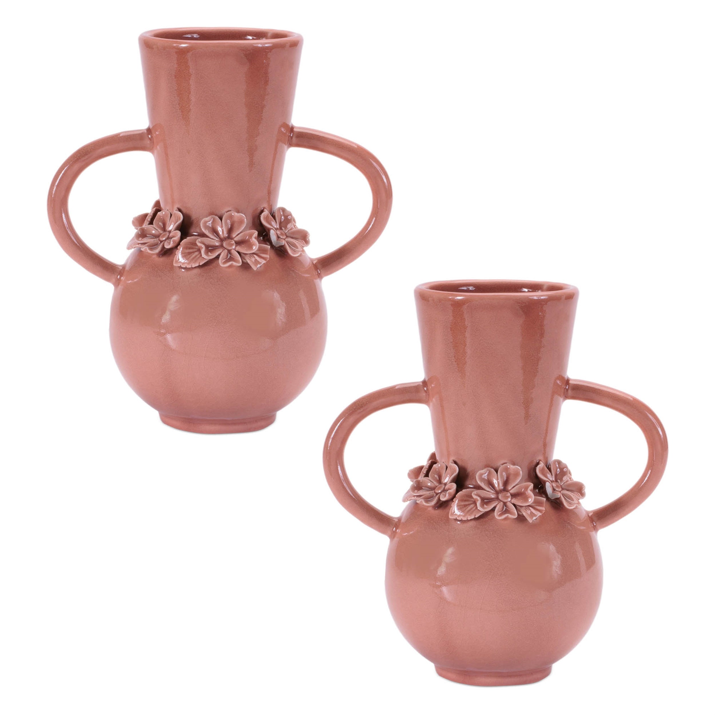 Storeware Vase with Floral Accent, Set of 2