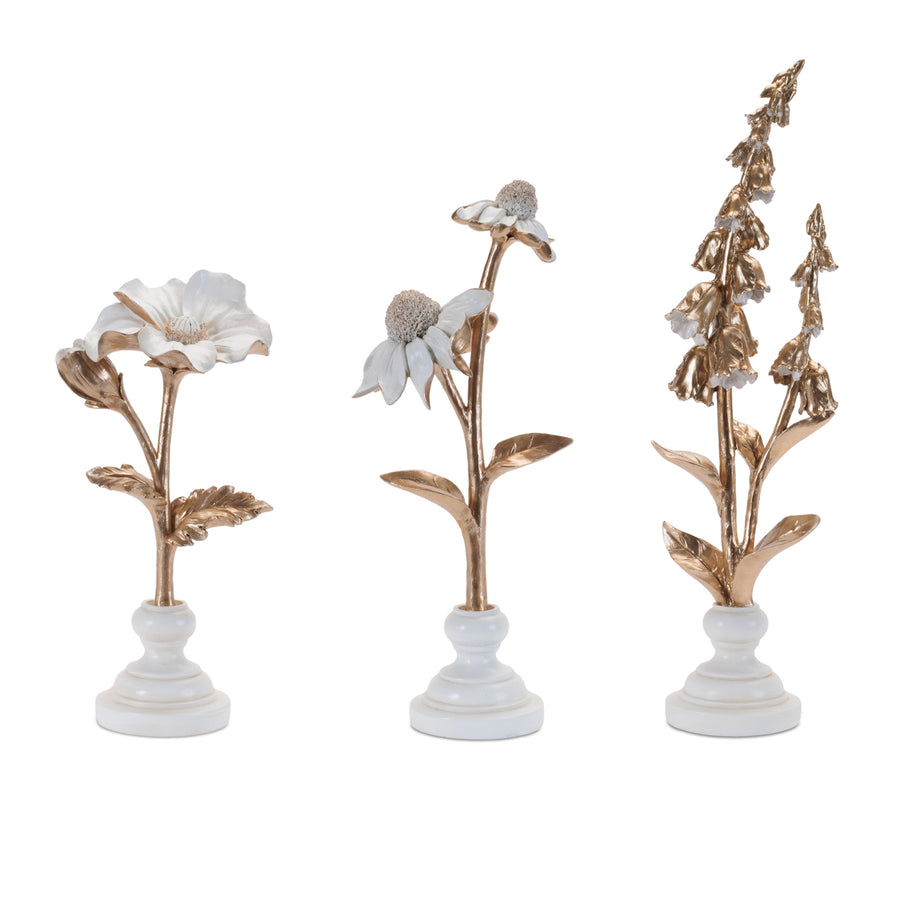 Ceramic Floral Stem Sculpture, Set of 3