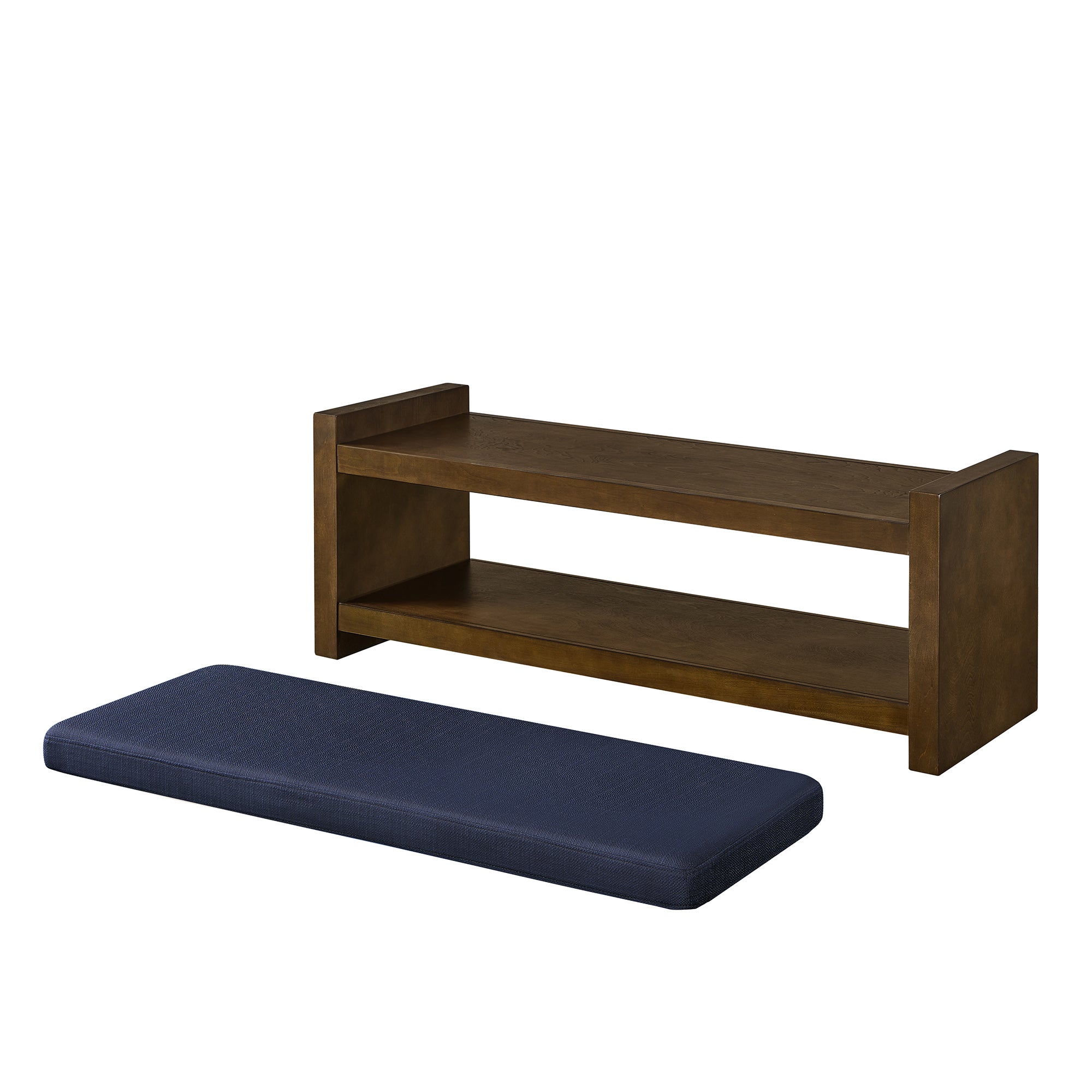 Accent Bench with Lower Shelf Shoe Rack and Padded Seating