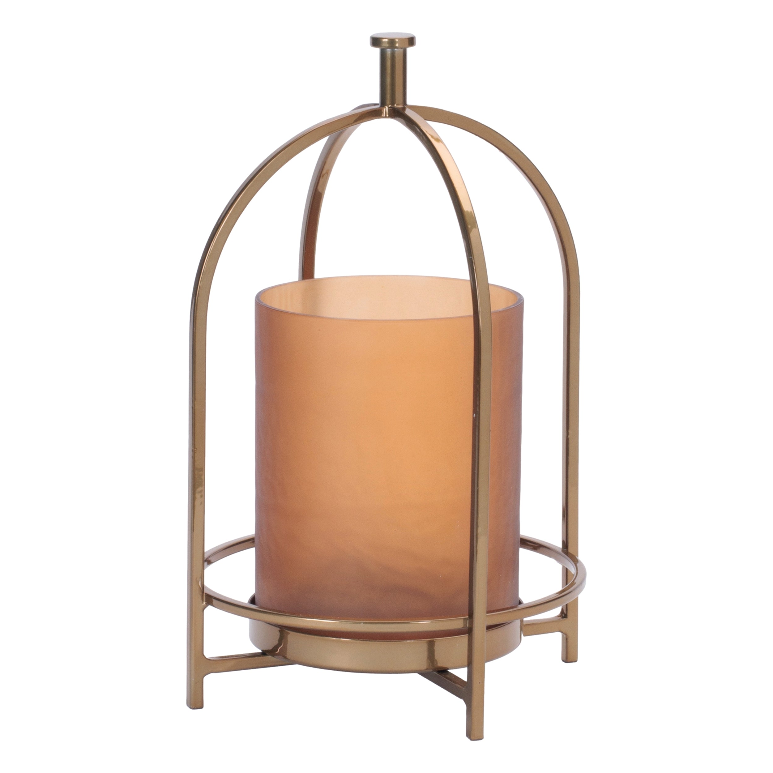 Amber Glass Candle Holder with Arched Frame