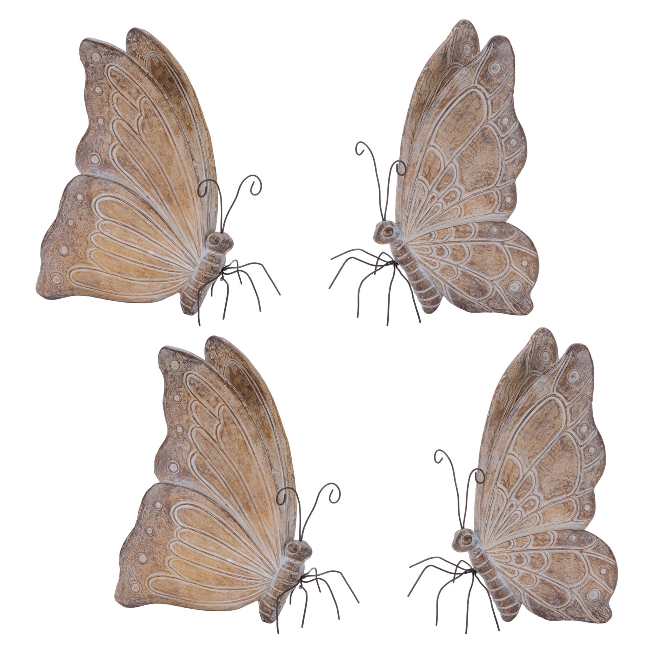 Etched Butterfly Shelf Sitter, Set of 4