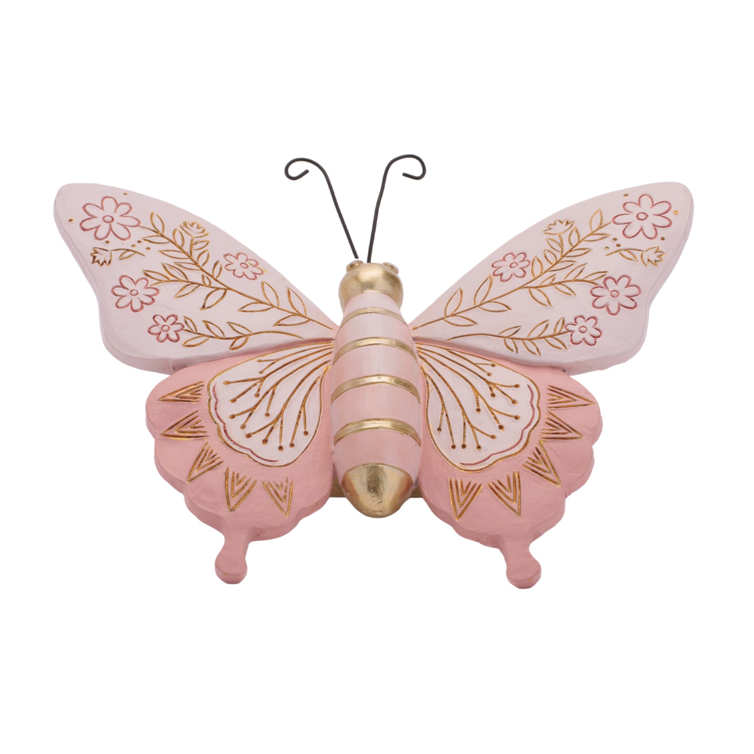 Floral Etched Butterfly and Dragonly Shelf Sitter, Set of 4