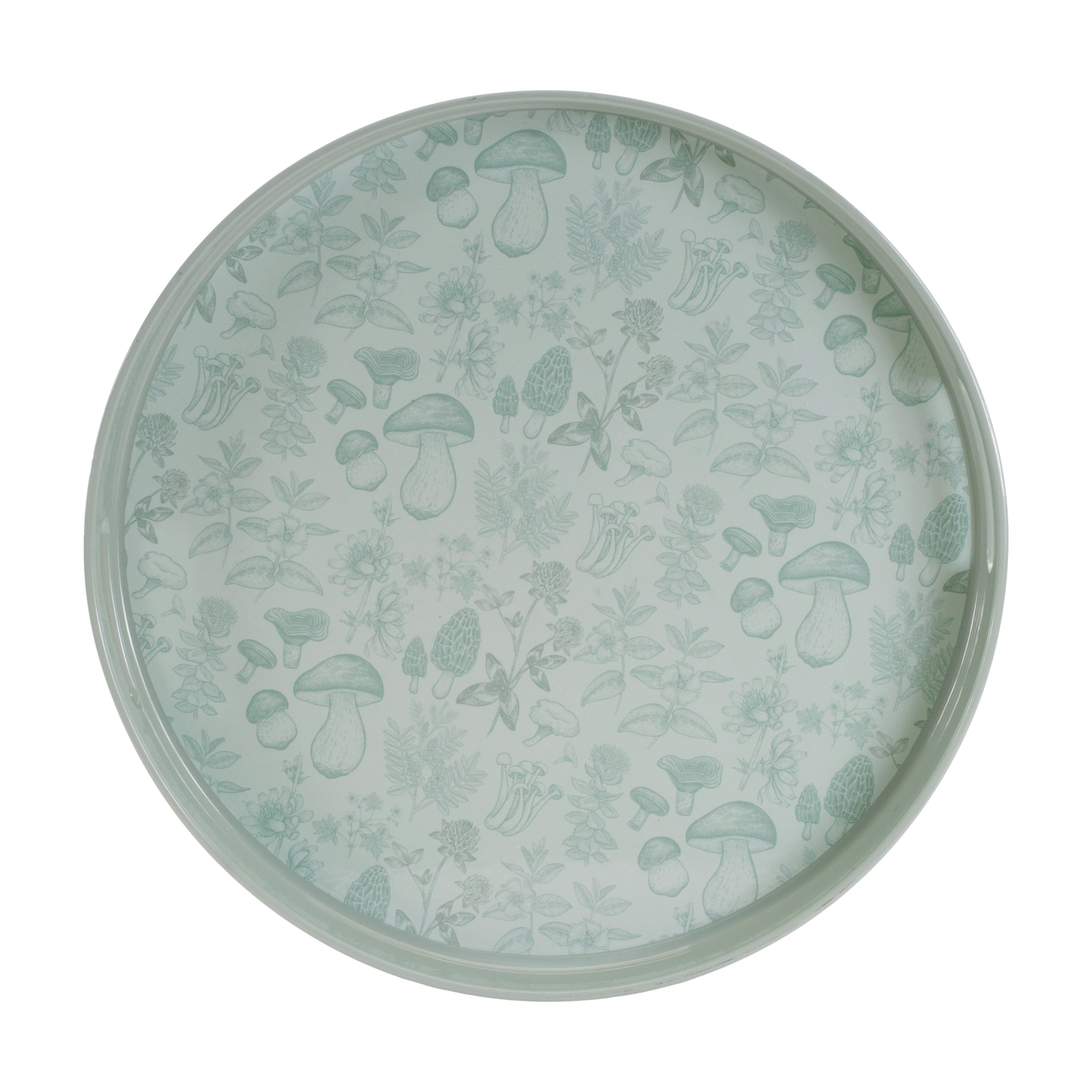 Round Mushroom and Floral Print Tray