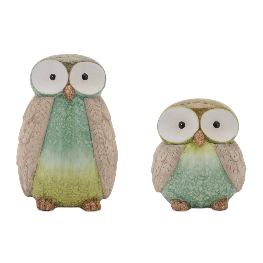 Terra Cotta Owl Decor, Set of 2
