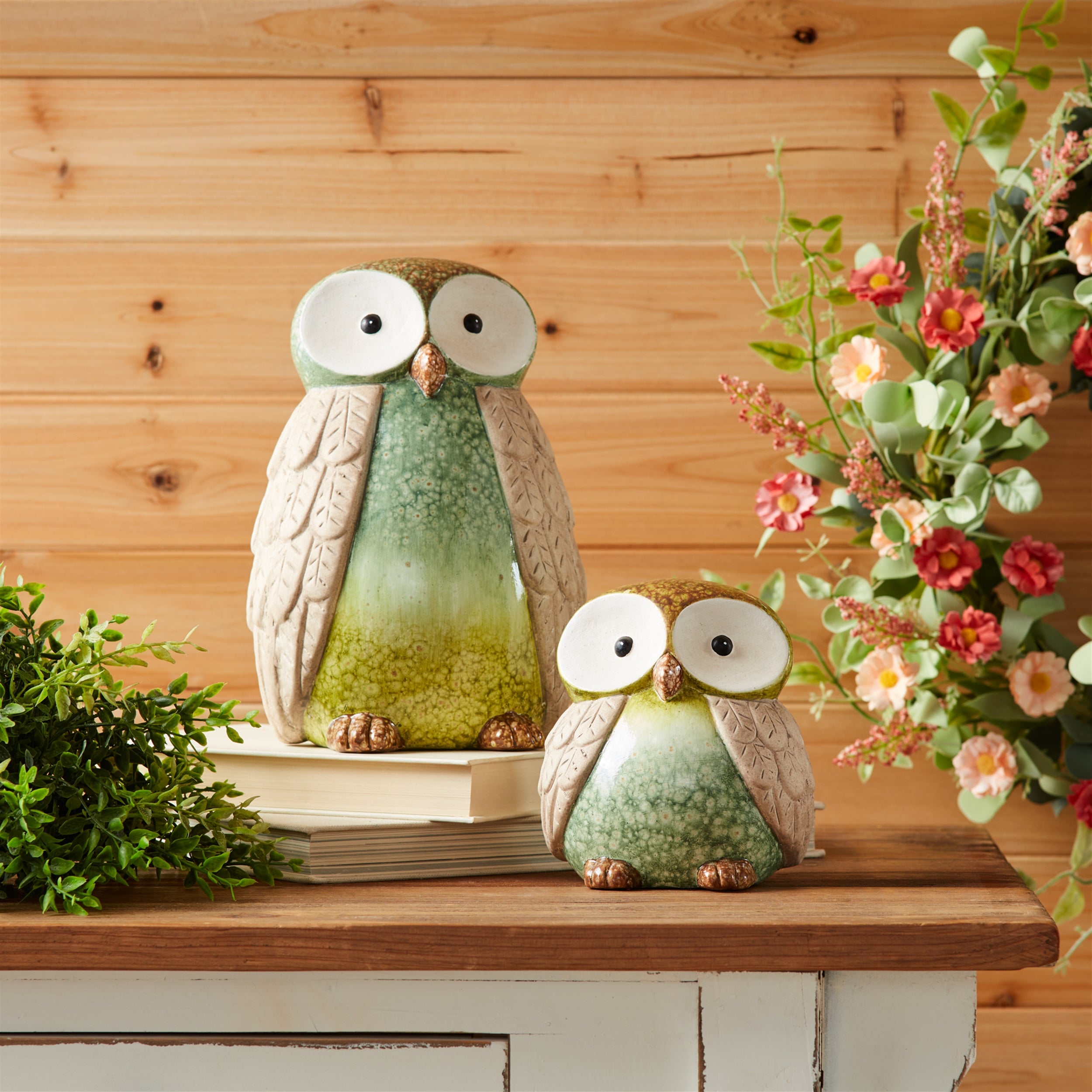 Terra Cotta Owl Decor, Set of 2