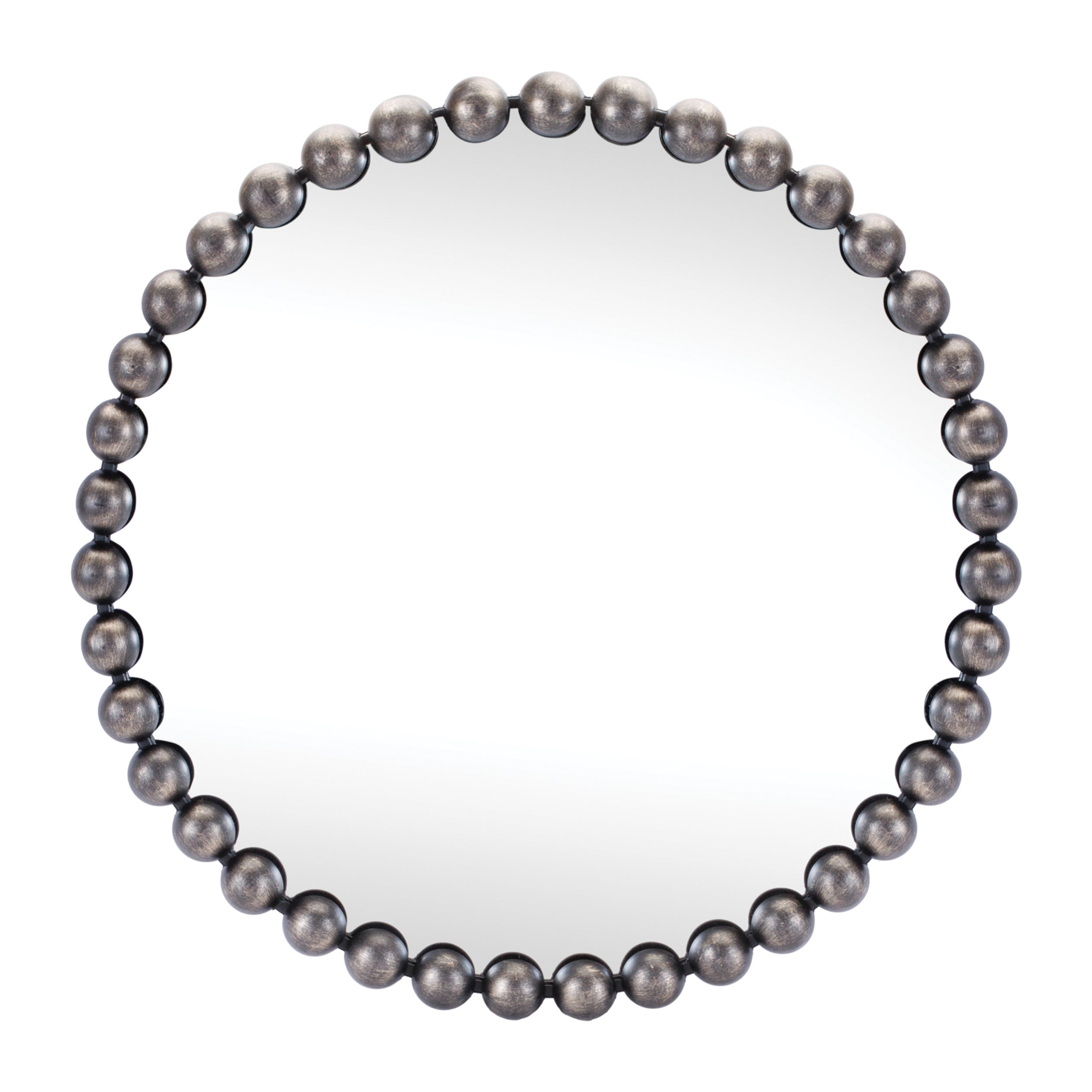 Round Beaded Metal Wall Mirror