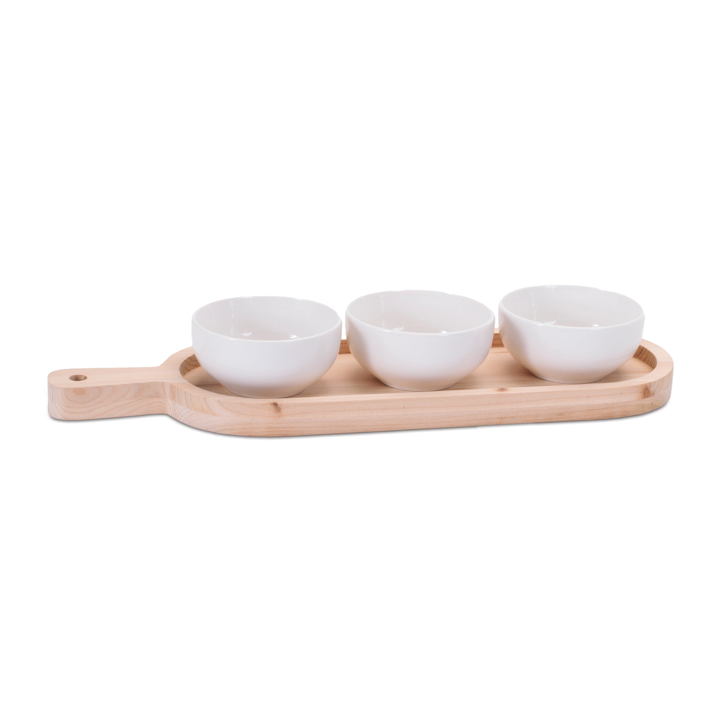 Ceramic Dip Bowl Set with Wood Tray