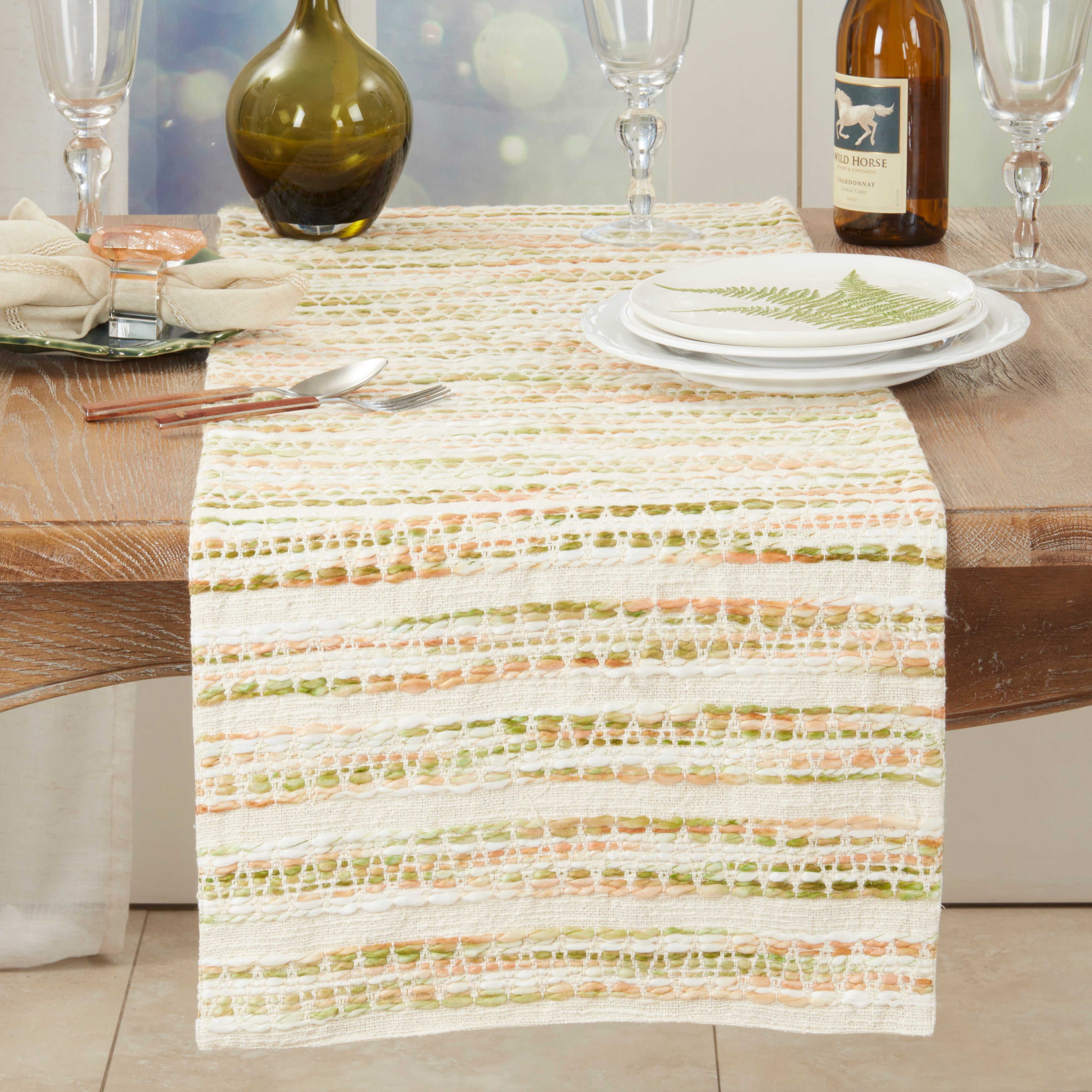 Contemporary Stripe Woven Table Runner