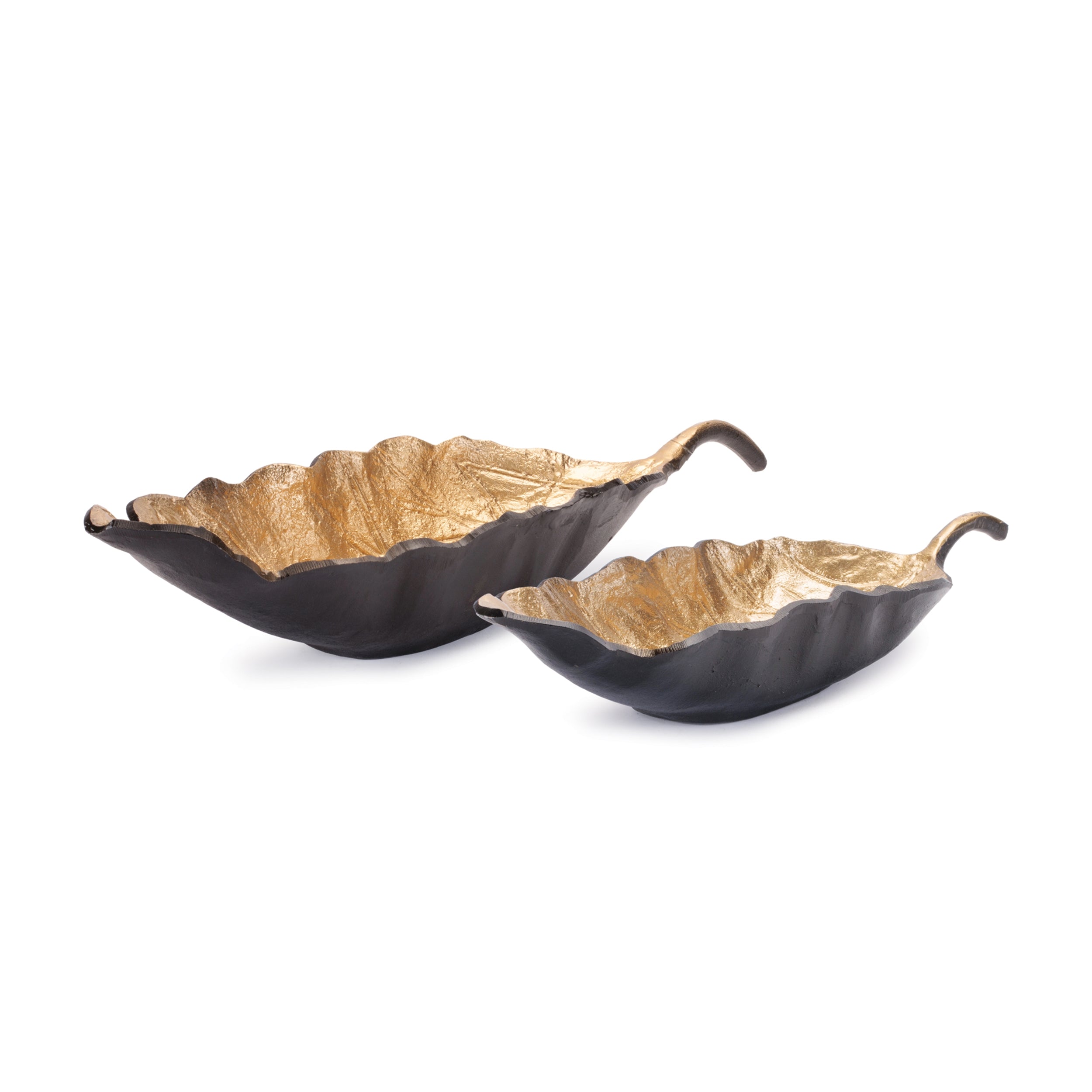 Metallic Aluminum Leaf Bowl, Set of 2