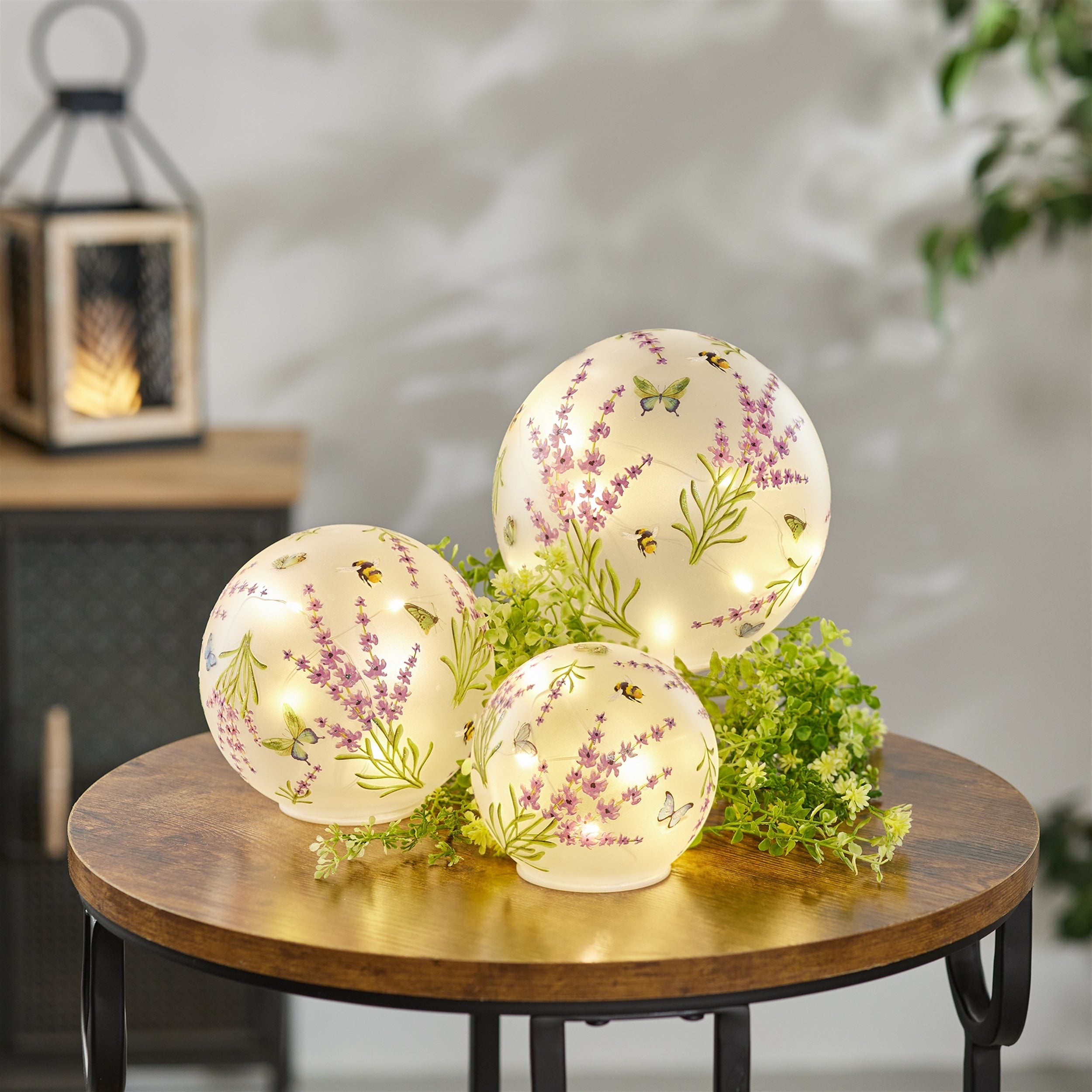 LED Floral and Butterfly Globe, Set of 3