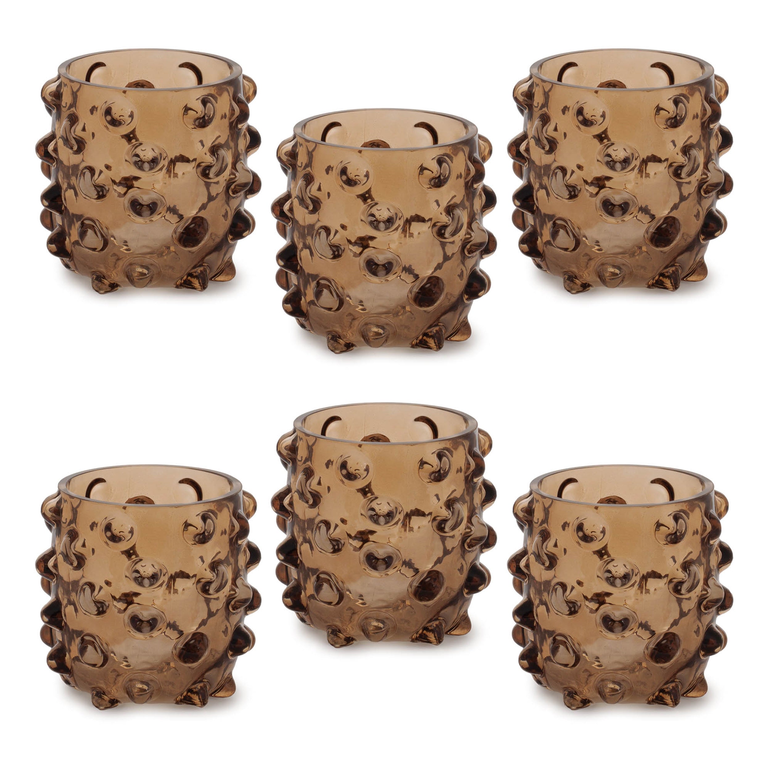 Textured Glass Candle Holder, Set of 6