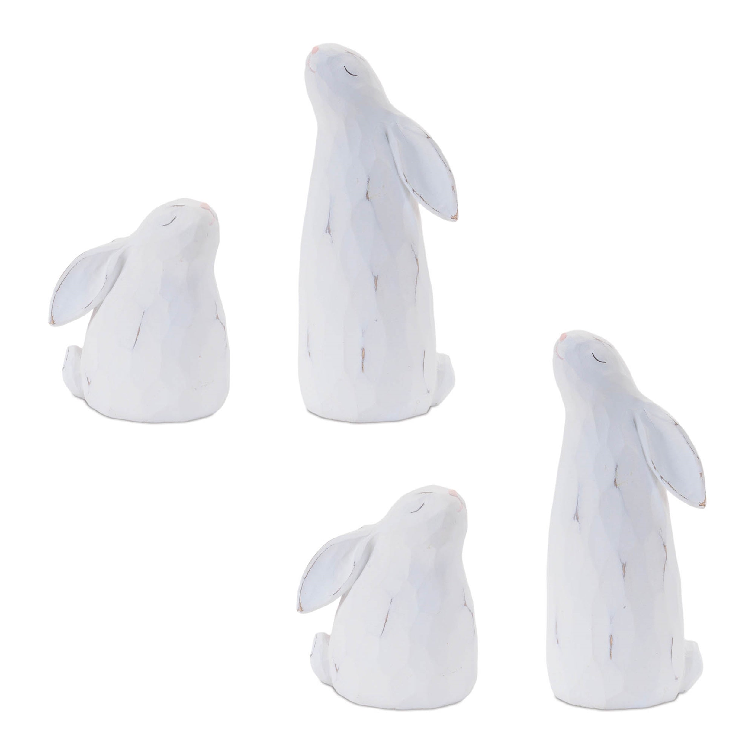 Carved Bunny Figurine, Set of 4