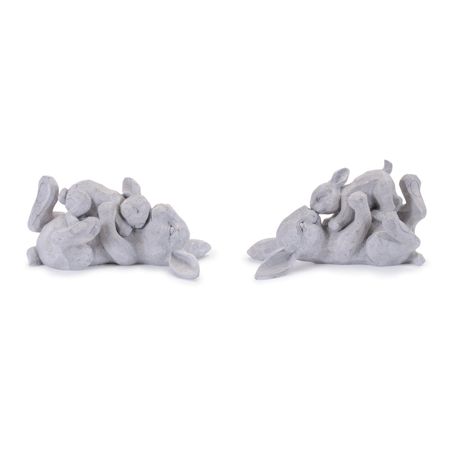 Laying Rabbit with Baby Bunny Figurine, Set of 2