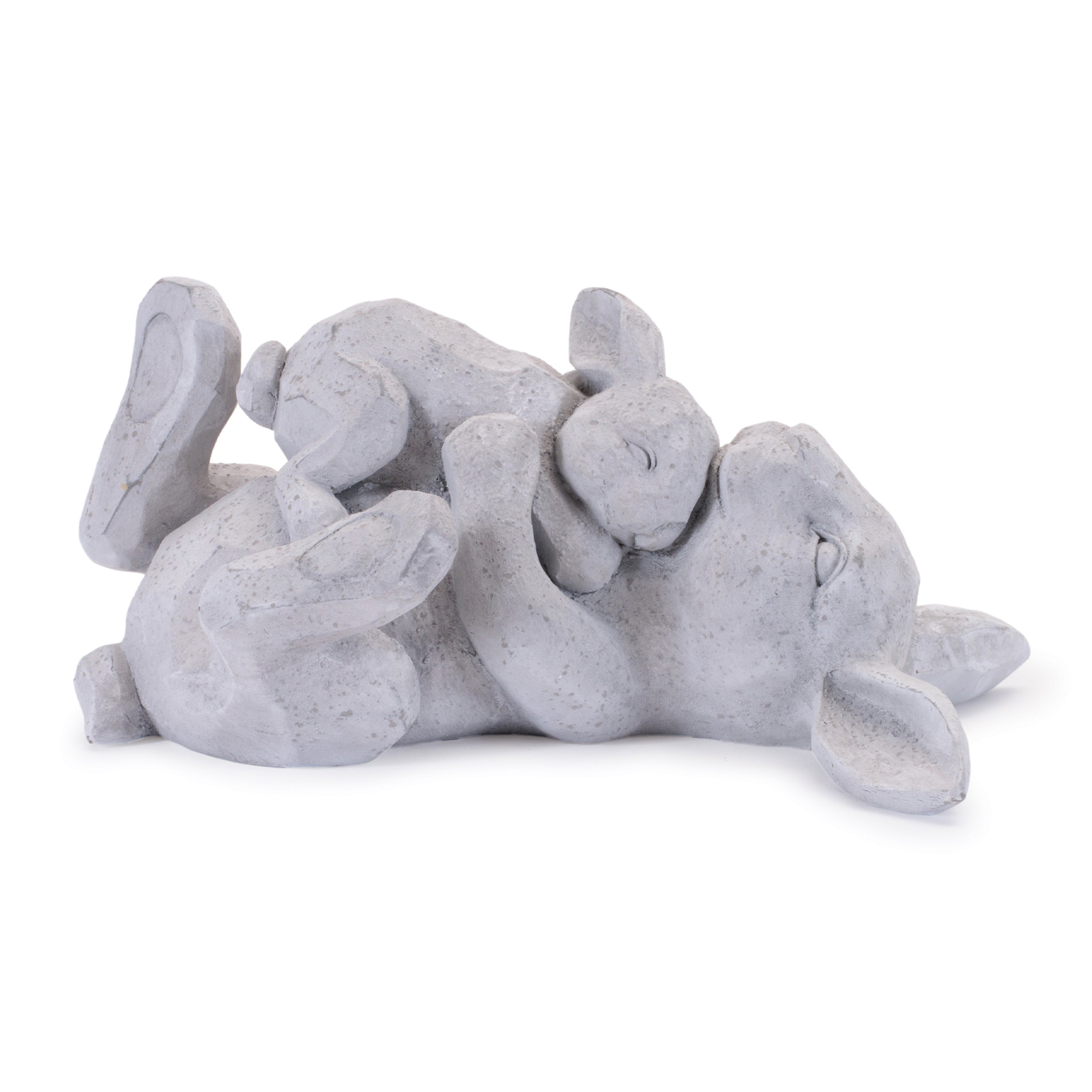 Laying Rabbit with Baby Bunny Figurine, Set of 2