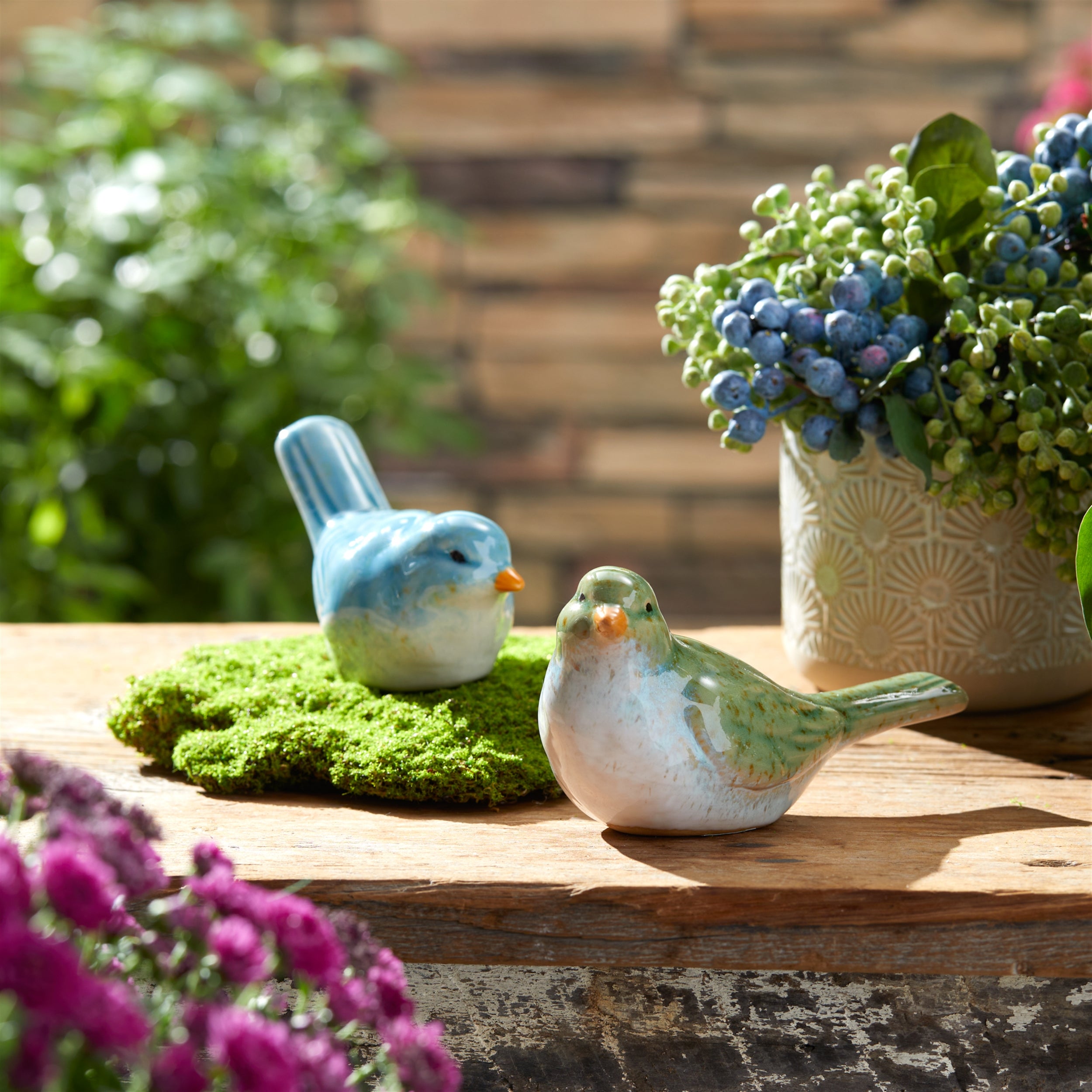 Stoneware Bird Figurine, Set of 6