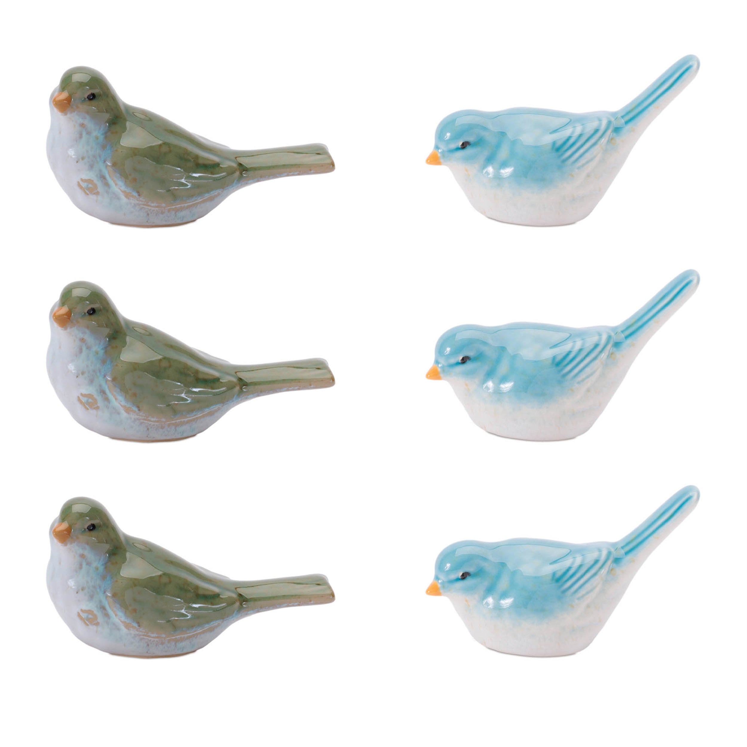 Stoneware Bird Figurine, Set of 6