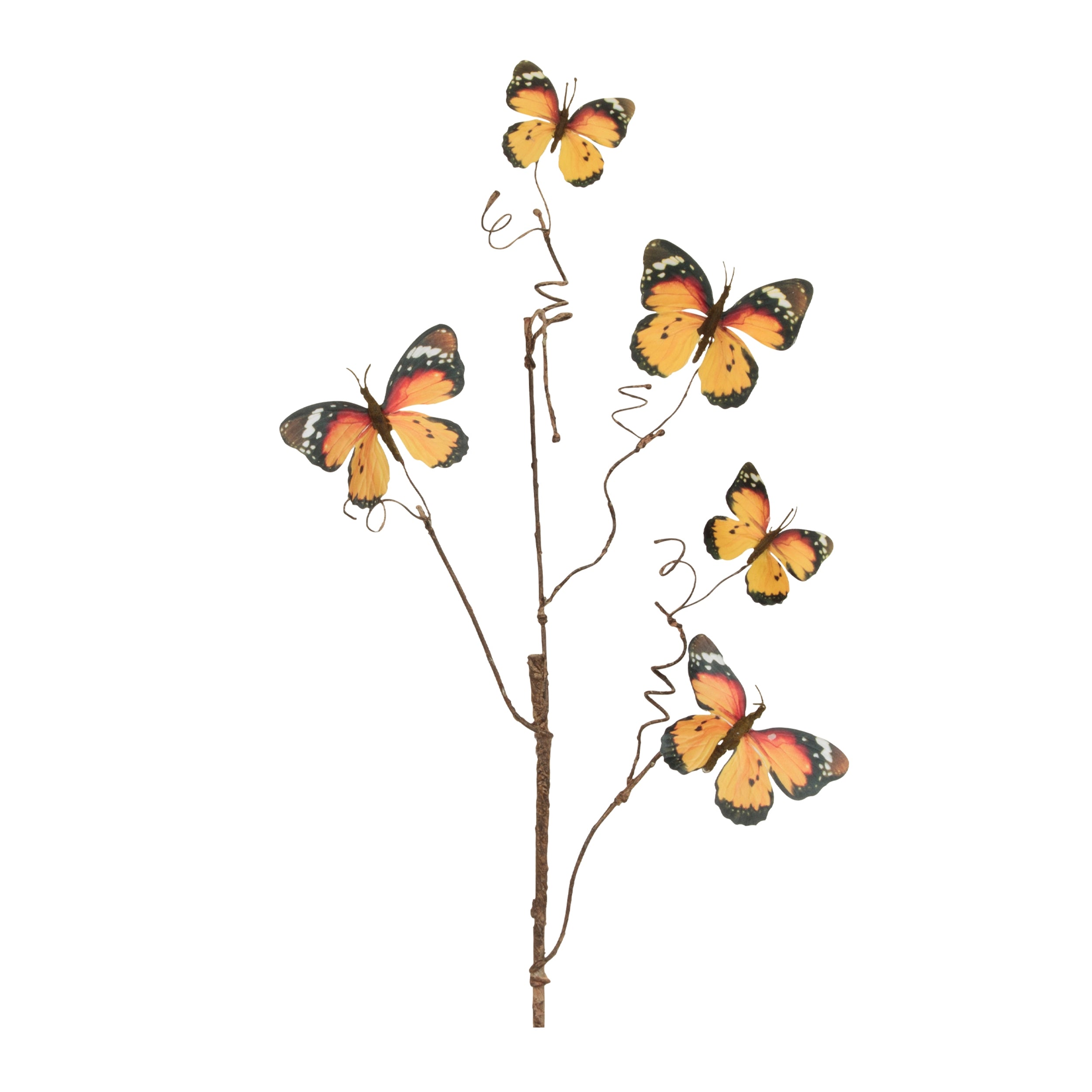 Orange Butterfly Twig Spray, Set of 4