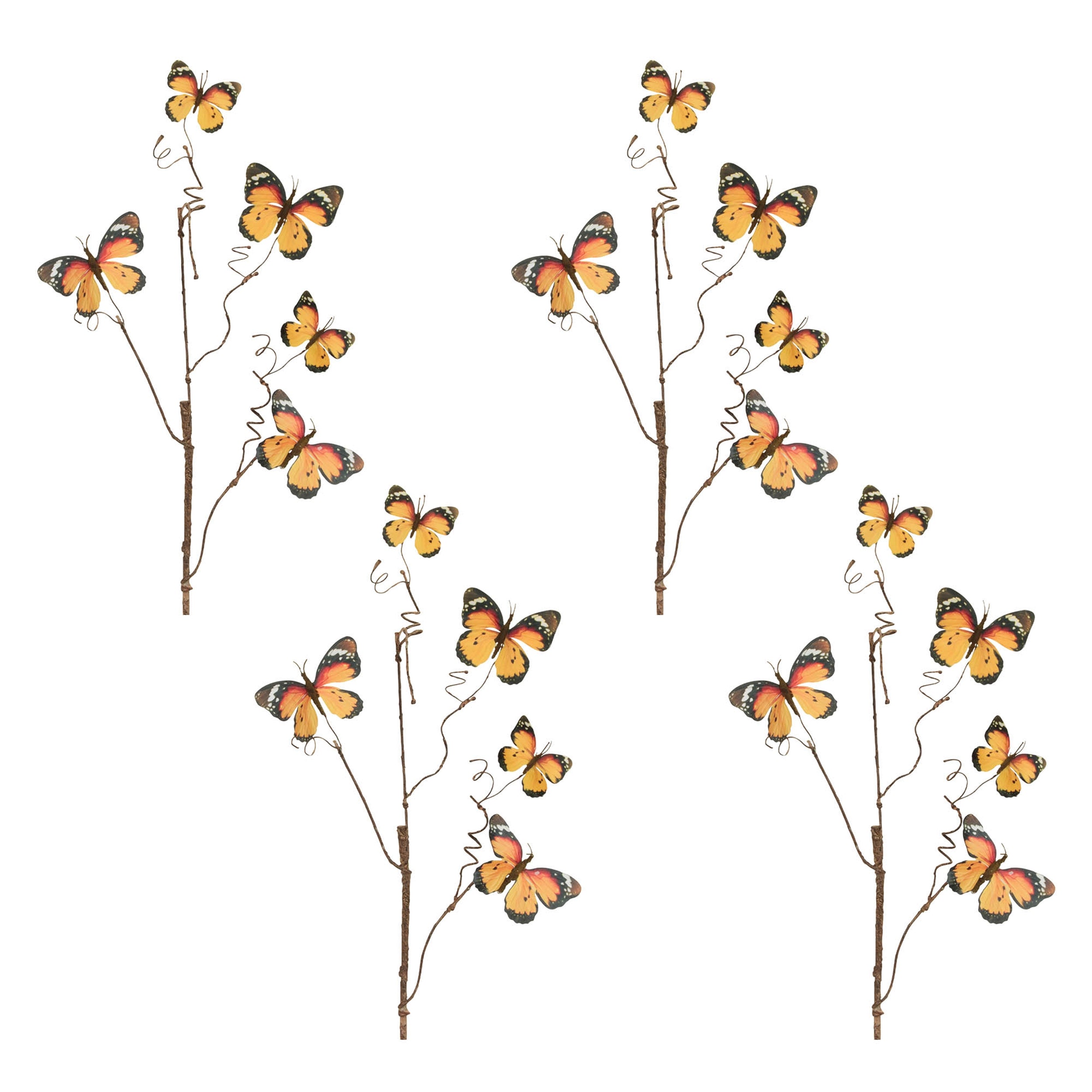 Orange Butterfly Twig Spray, Set of 4