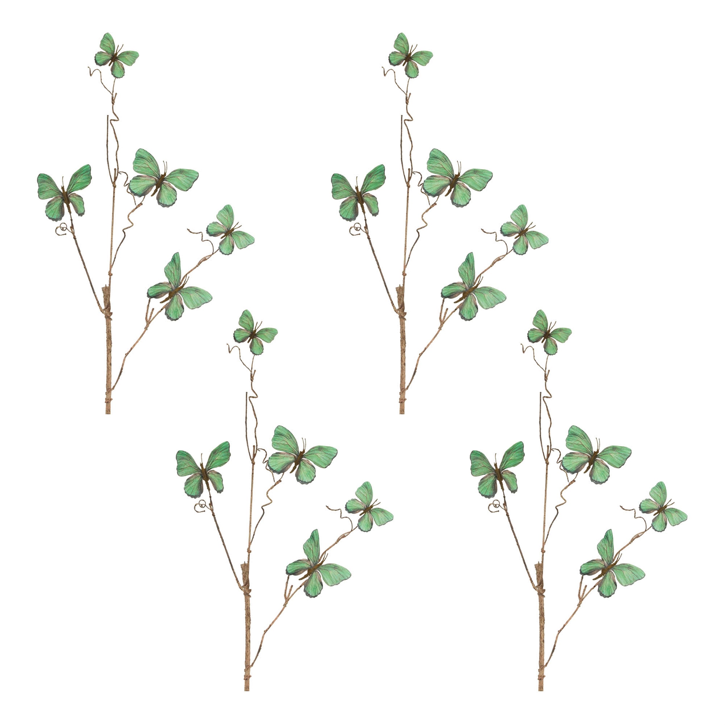 Teal Butterfly Twig Spray, Set of 4