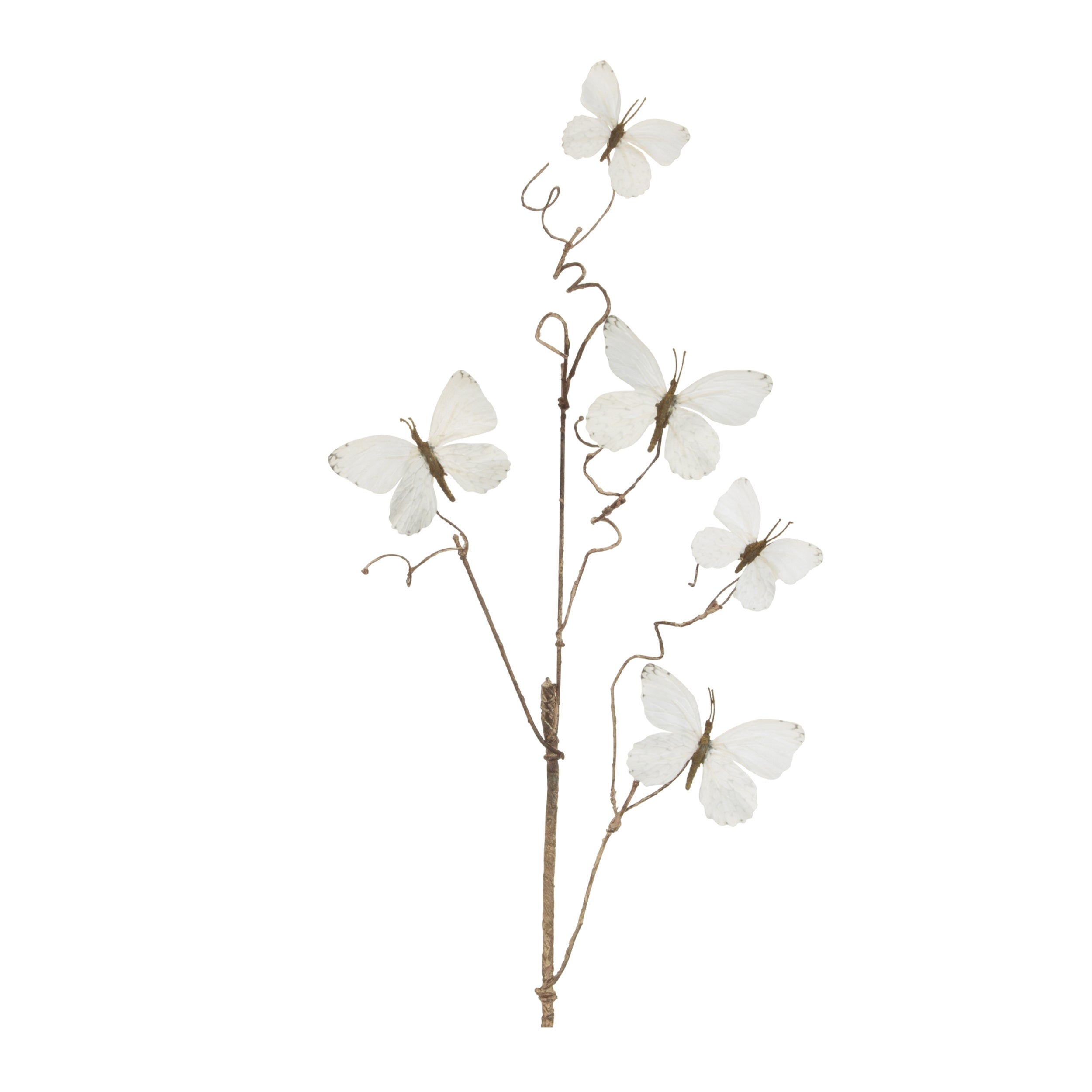 White Butterfly Twig Spray, Set of 4