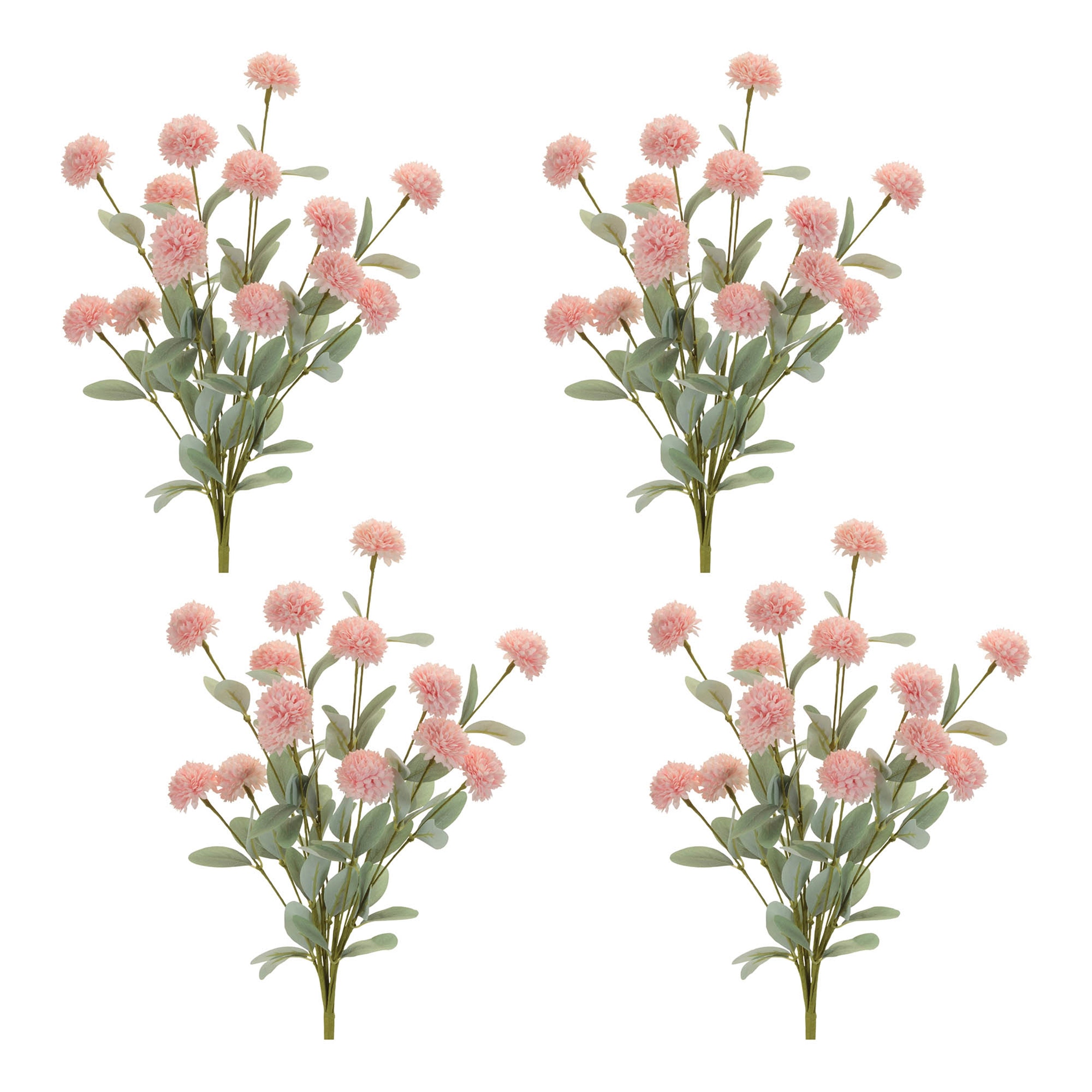 Pink Mini Mum Floral Bush, Set of 4
