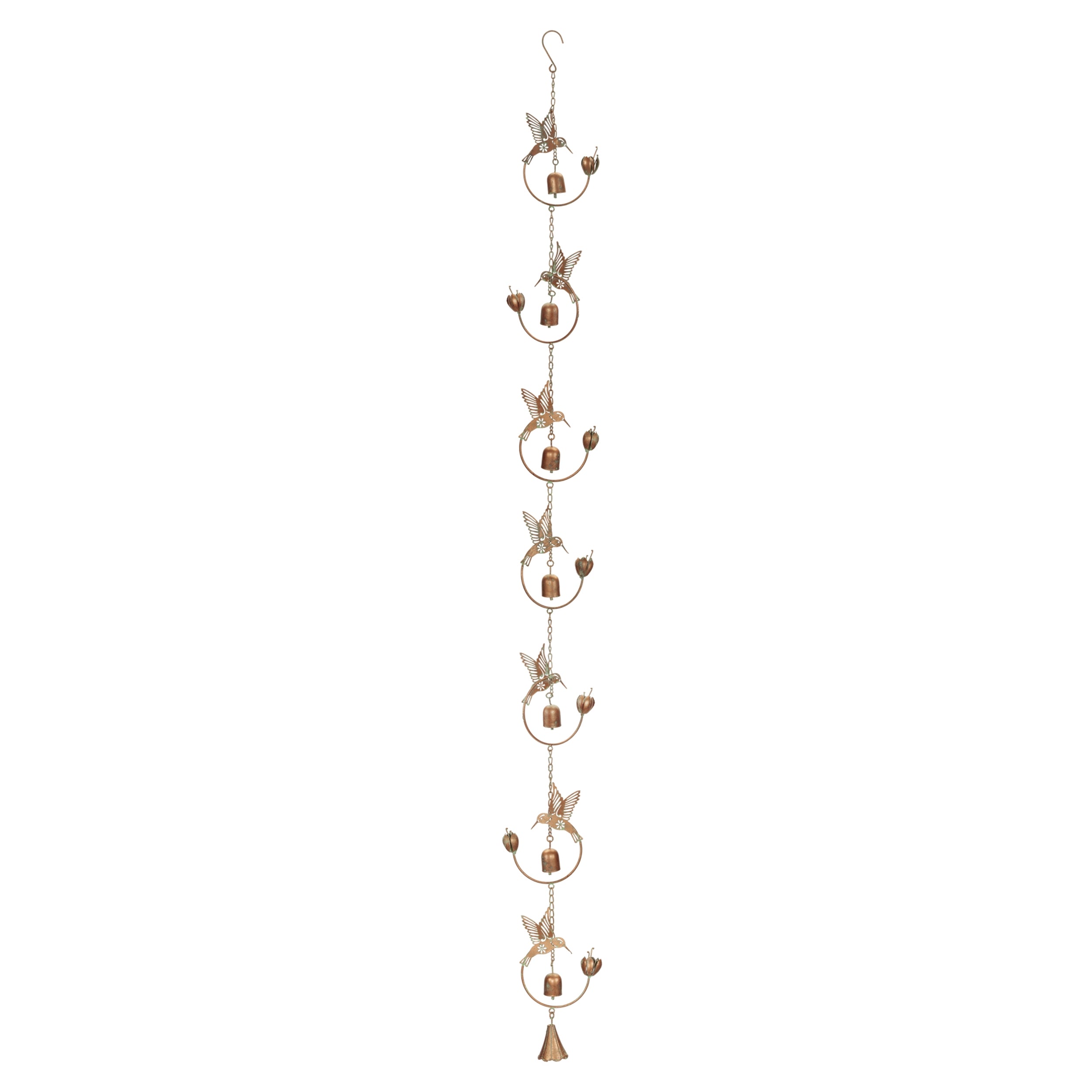 Iron Hummingbird and Bell Rain Chain