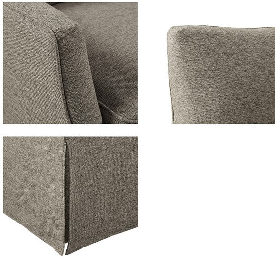Upholstered Swivel Chair with Sloped Armrests and Back Pillow