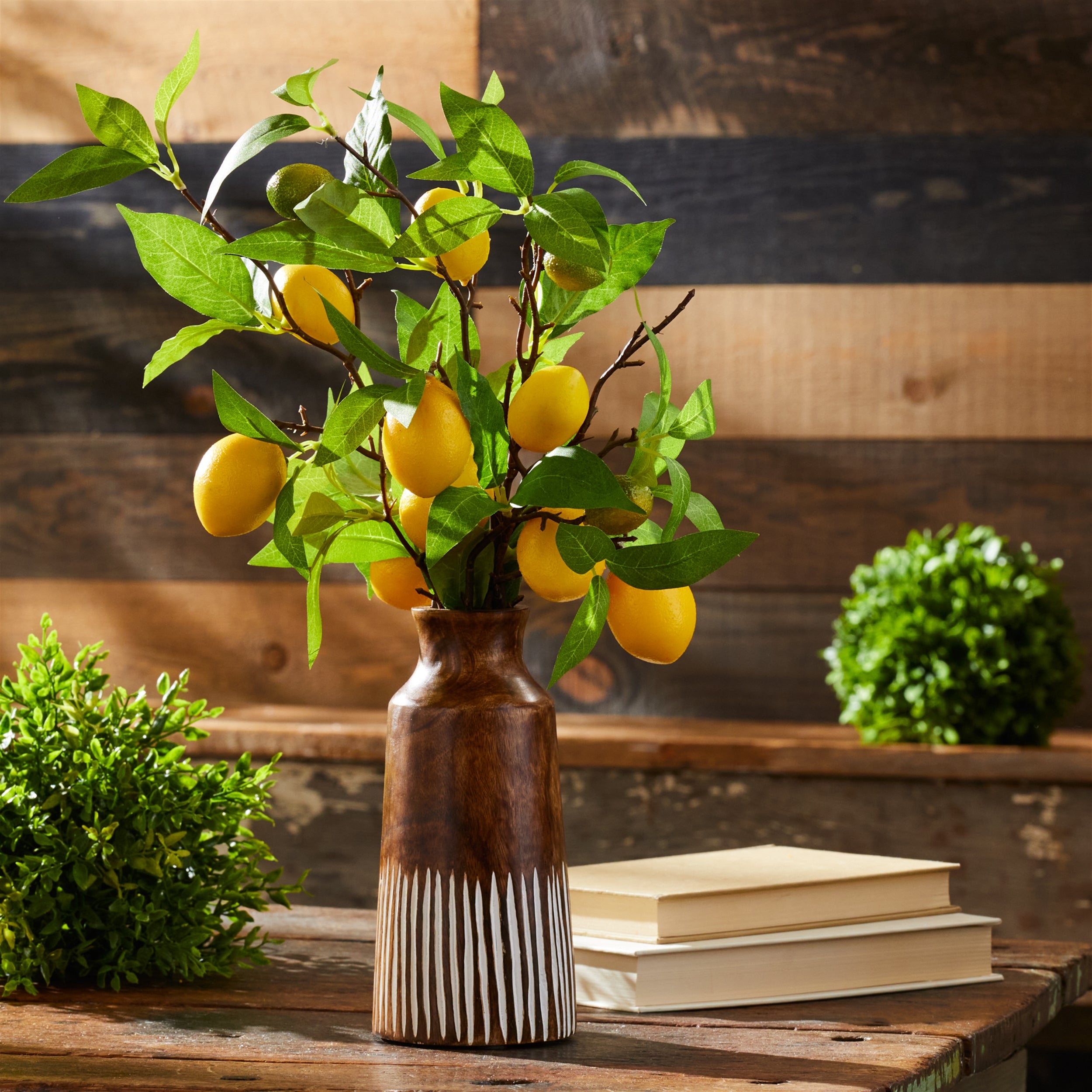 Lemon Fruit Foliage Branch, Set of 6