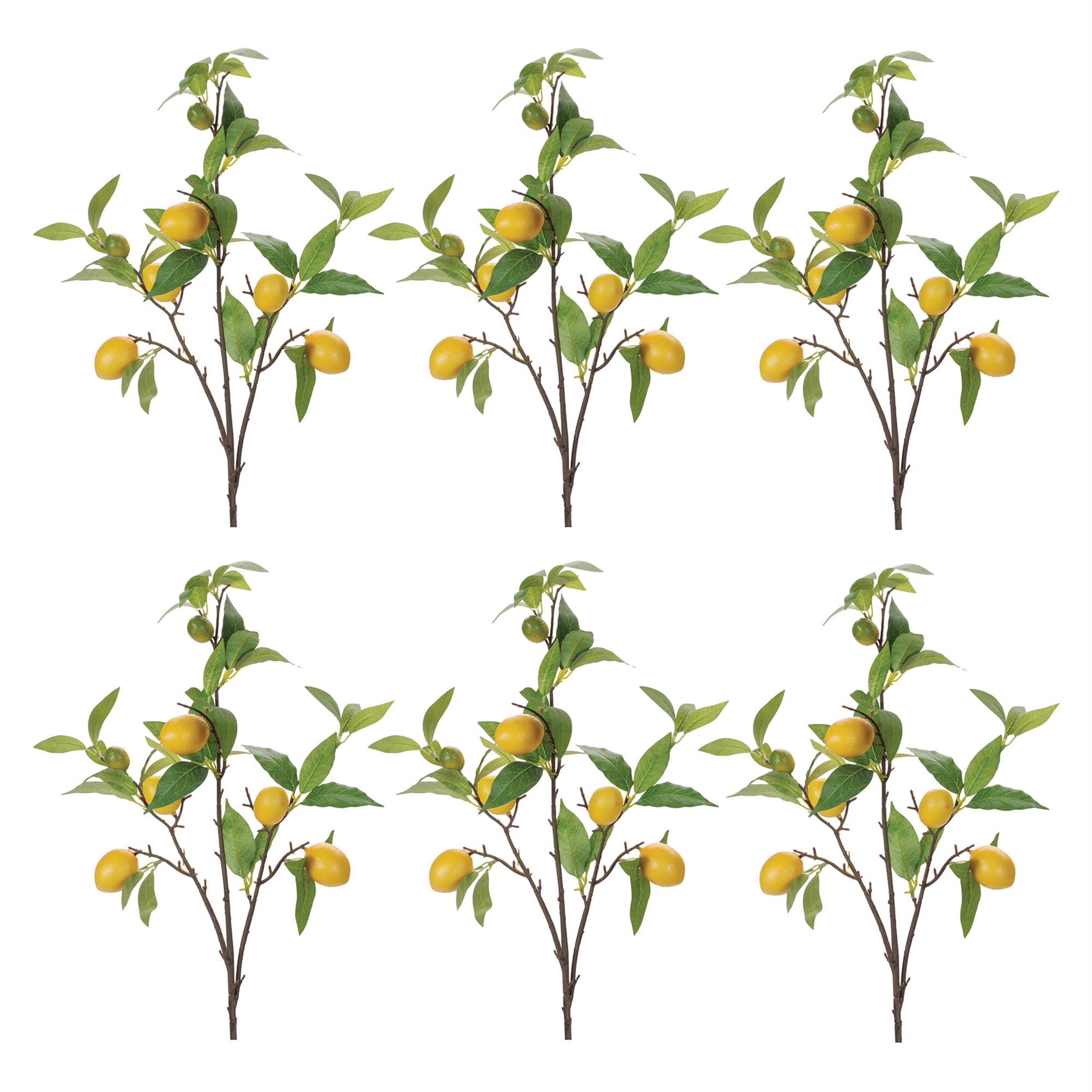 Lemon Fruit Foliage Branch, Set of 6
