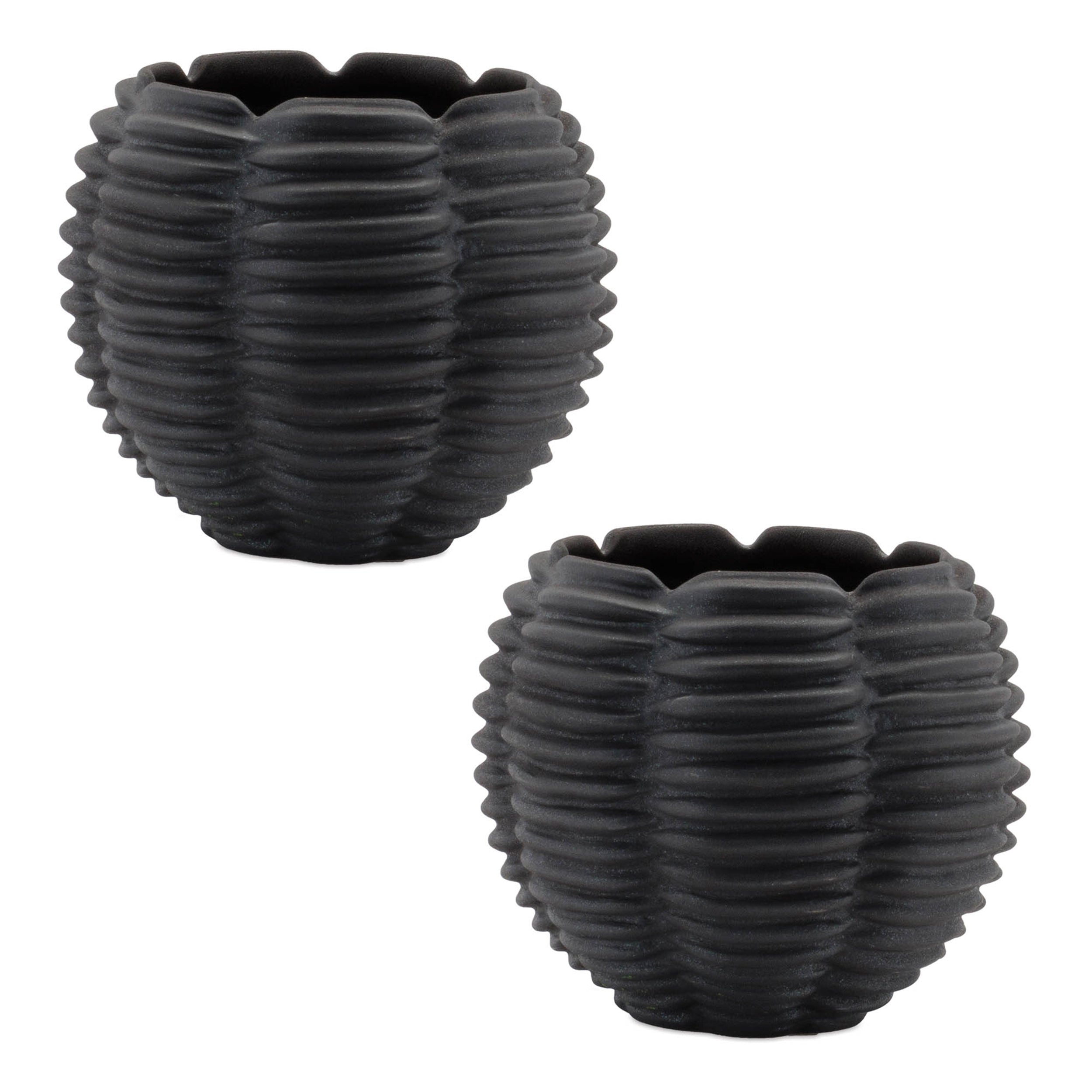 Ribbed Ceramic Bud Vase, Set of 2
