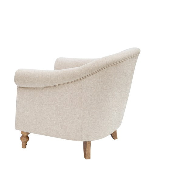 Upholstered Accent Chair with Rolled Arms and Turned Front Legs