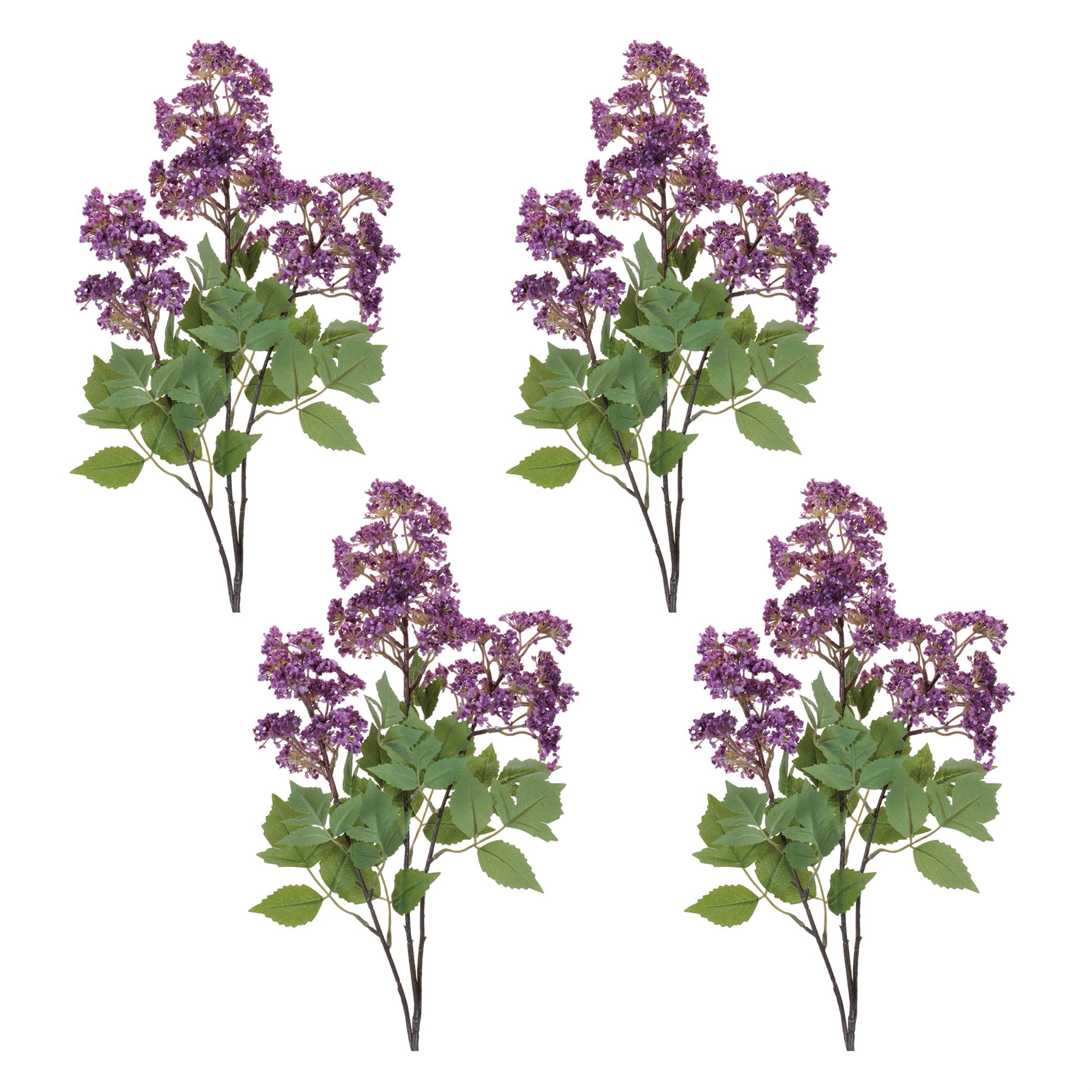 Purple Lilac Floral Spray, Set of 4
