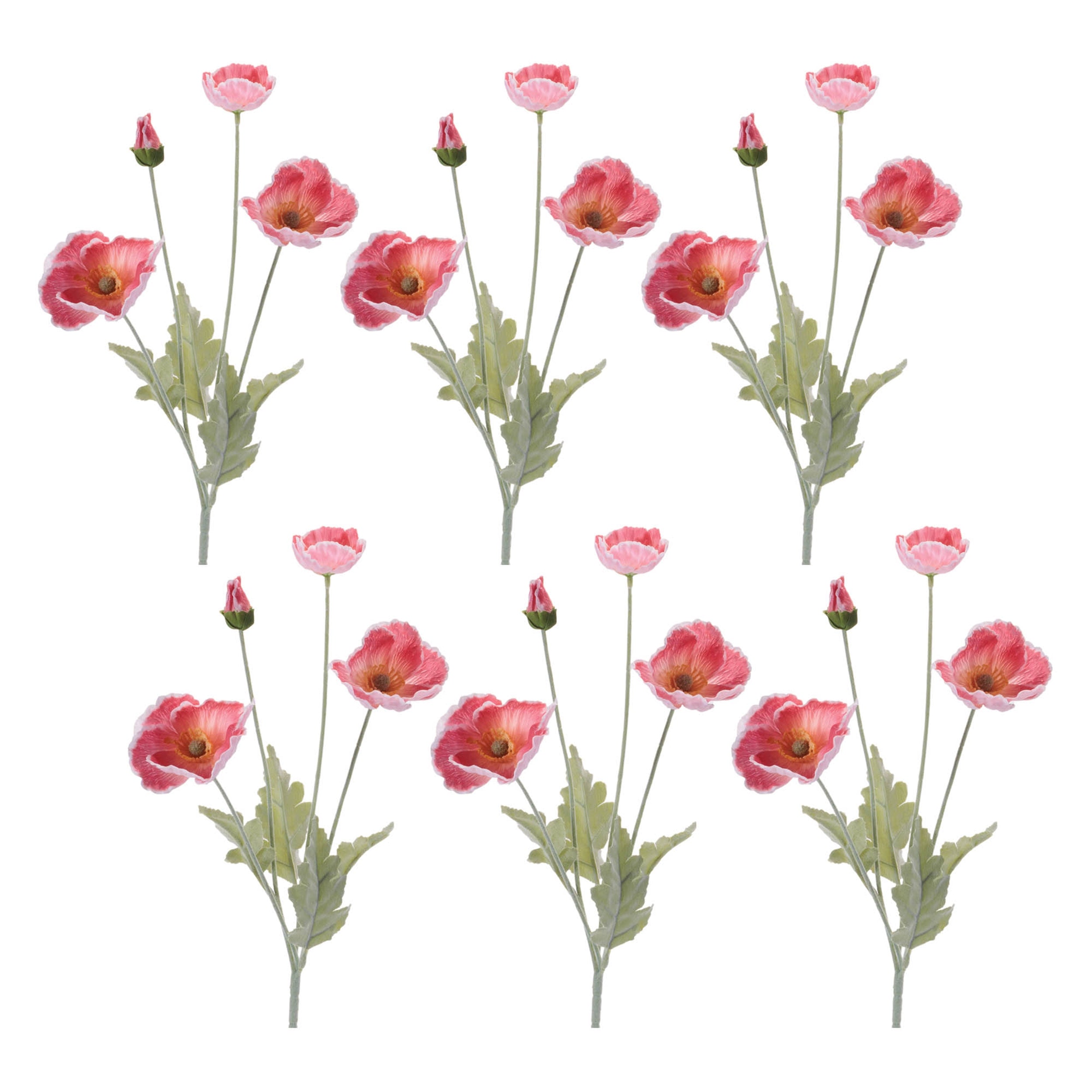 Red Poppy Floral Spray, Set of 6