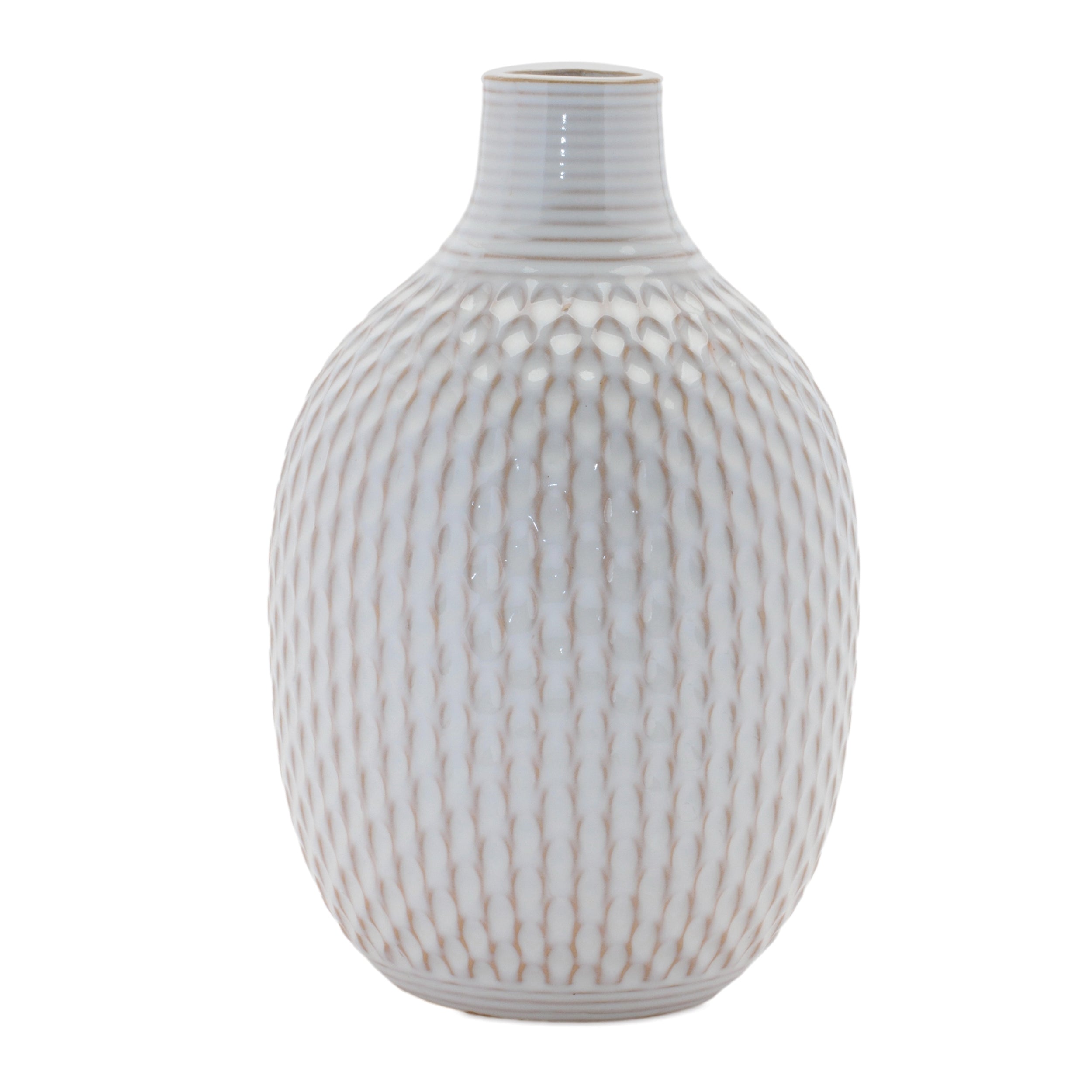Notched Ceramic Bottle Vase, Set of 4