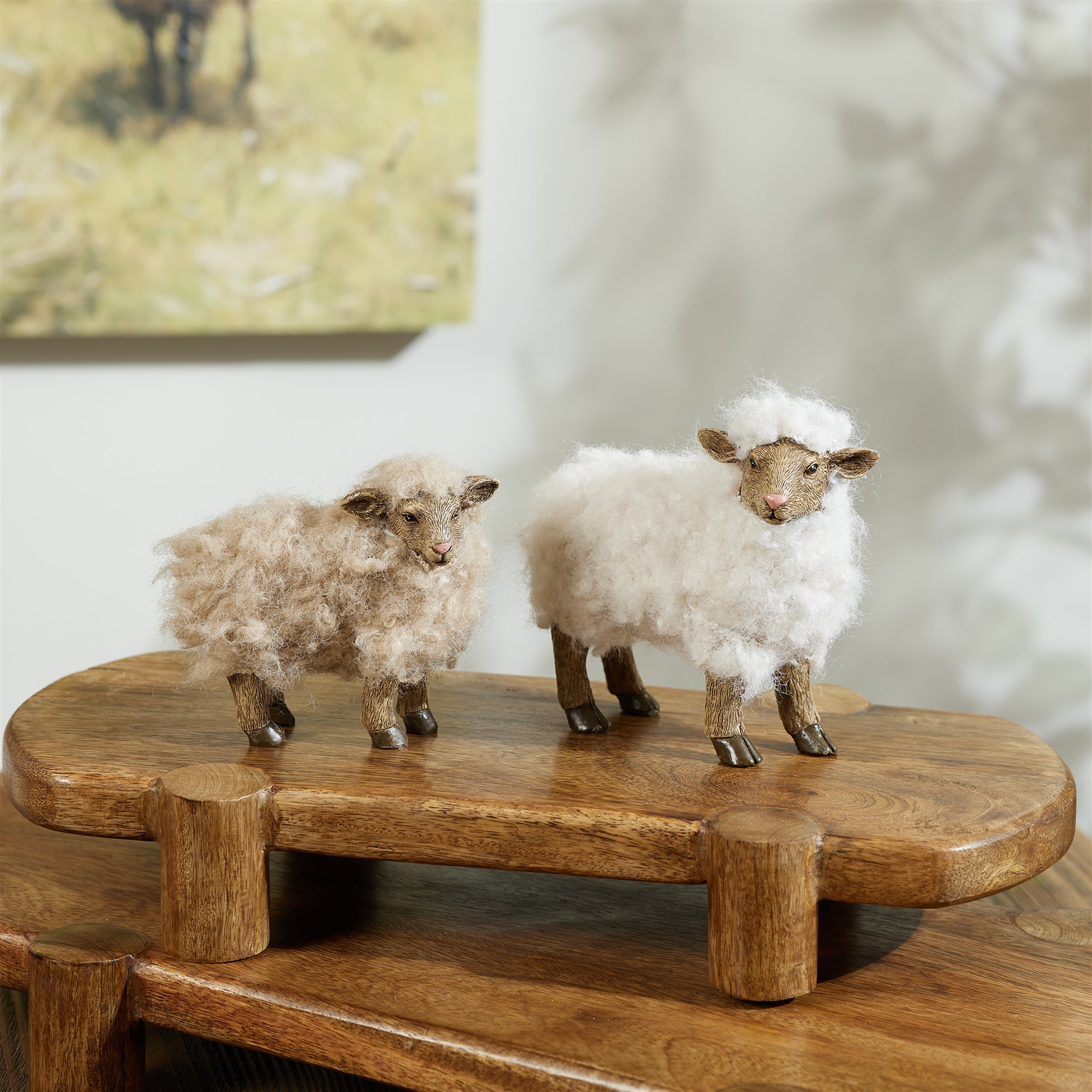Furry Sheep Figurine, Set of 6