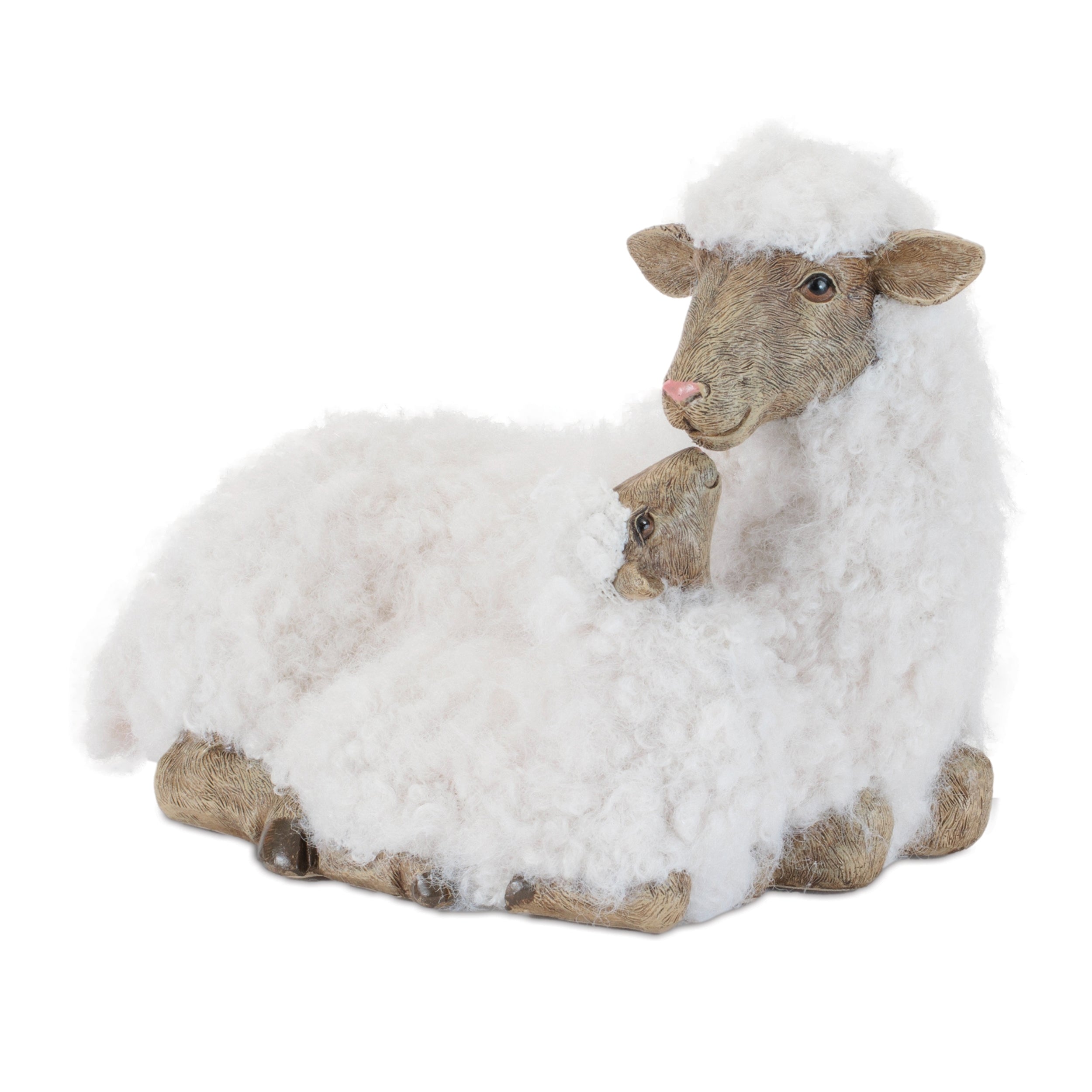 Furry Sheep with Lamb Figurine